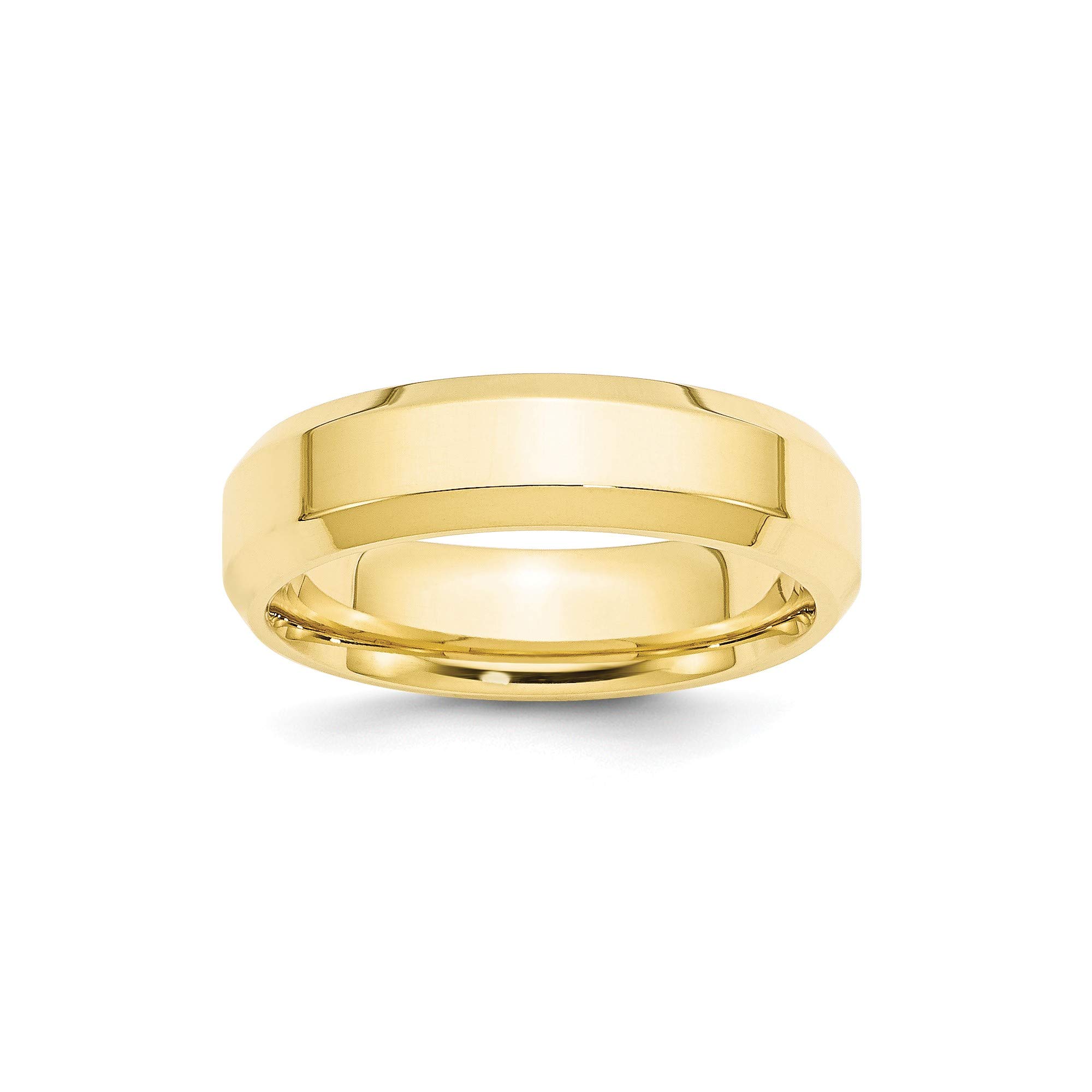 10K Yellow Gold 6mm Bevel Edge Comfort Fit Band Ring - Size 9 for Men & Women