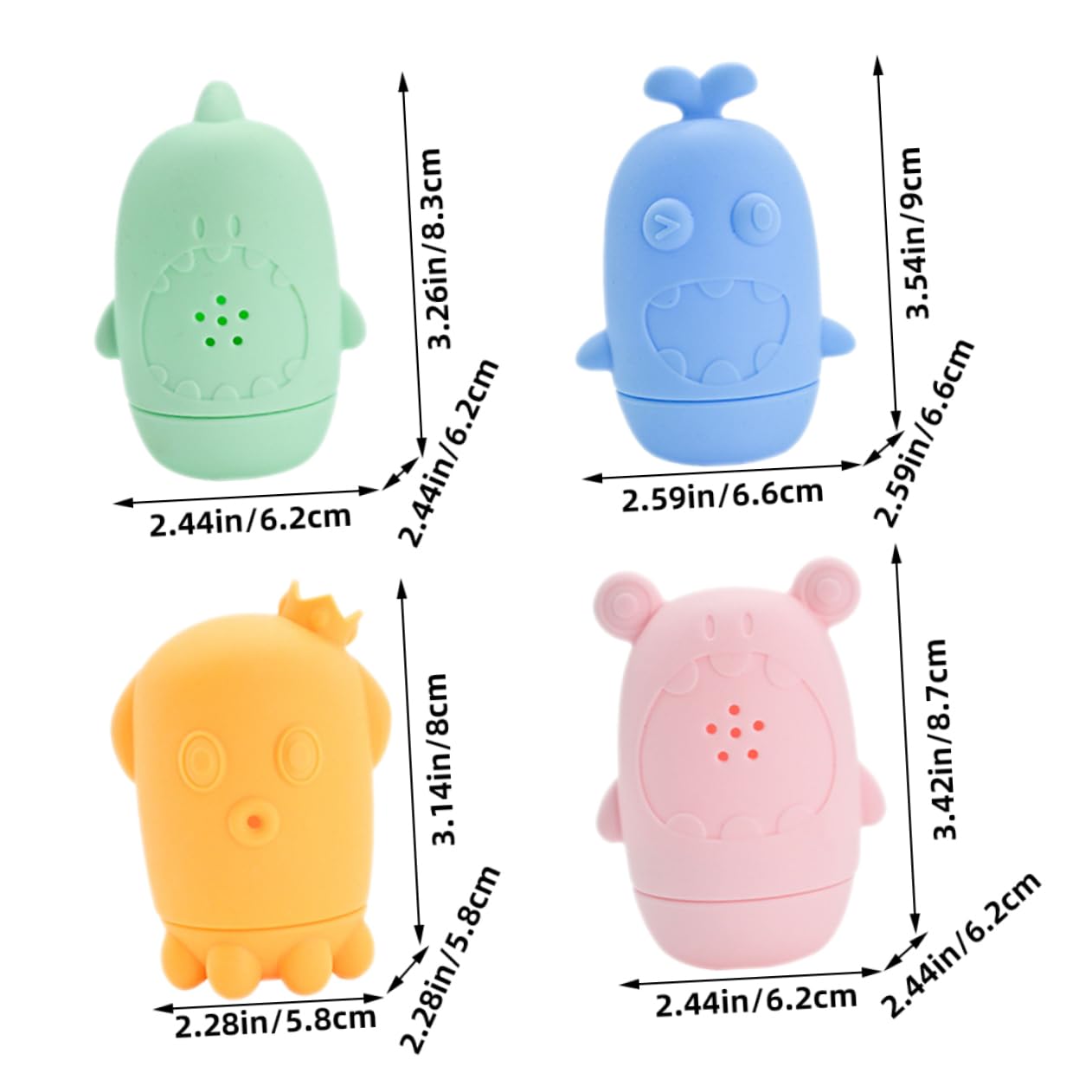 4pcs Cute Animal Bath Toys for Toddlers - Fun Bathtub Toys Set for Kids, Baby Bath Time Play & Learning, Waterproof Floating Toys for Bathtub, Pool, Beach & Outdoor Water Play