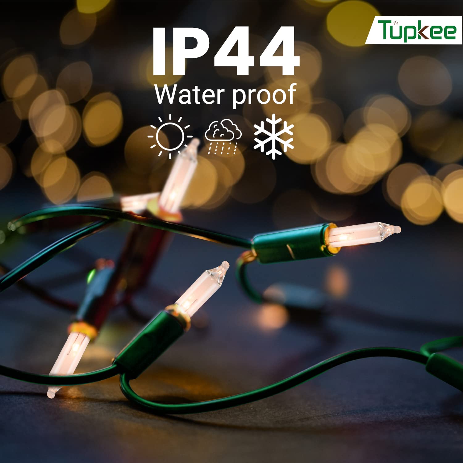 Tupkee 300-Count Christmas String Lights - 62ft Incandescent Mini Clear Warm White Holiday Lights for Indoor & Outdoor Decor - Perfect for Christmas Trees, Parties, and Festive Home Decoration