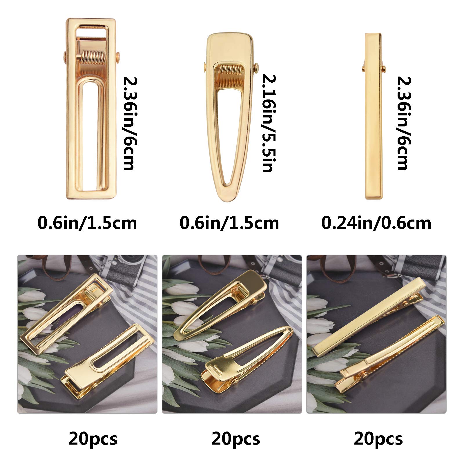 60PCS DIY Silicone Resin Hair Clips - Pearl Hairpins & Bow Clips for Women and Girls (Golden) | Perfect for Parties, Weddings, and Daily Hair Styling