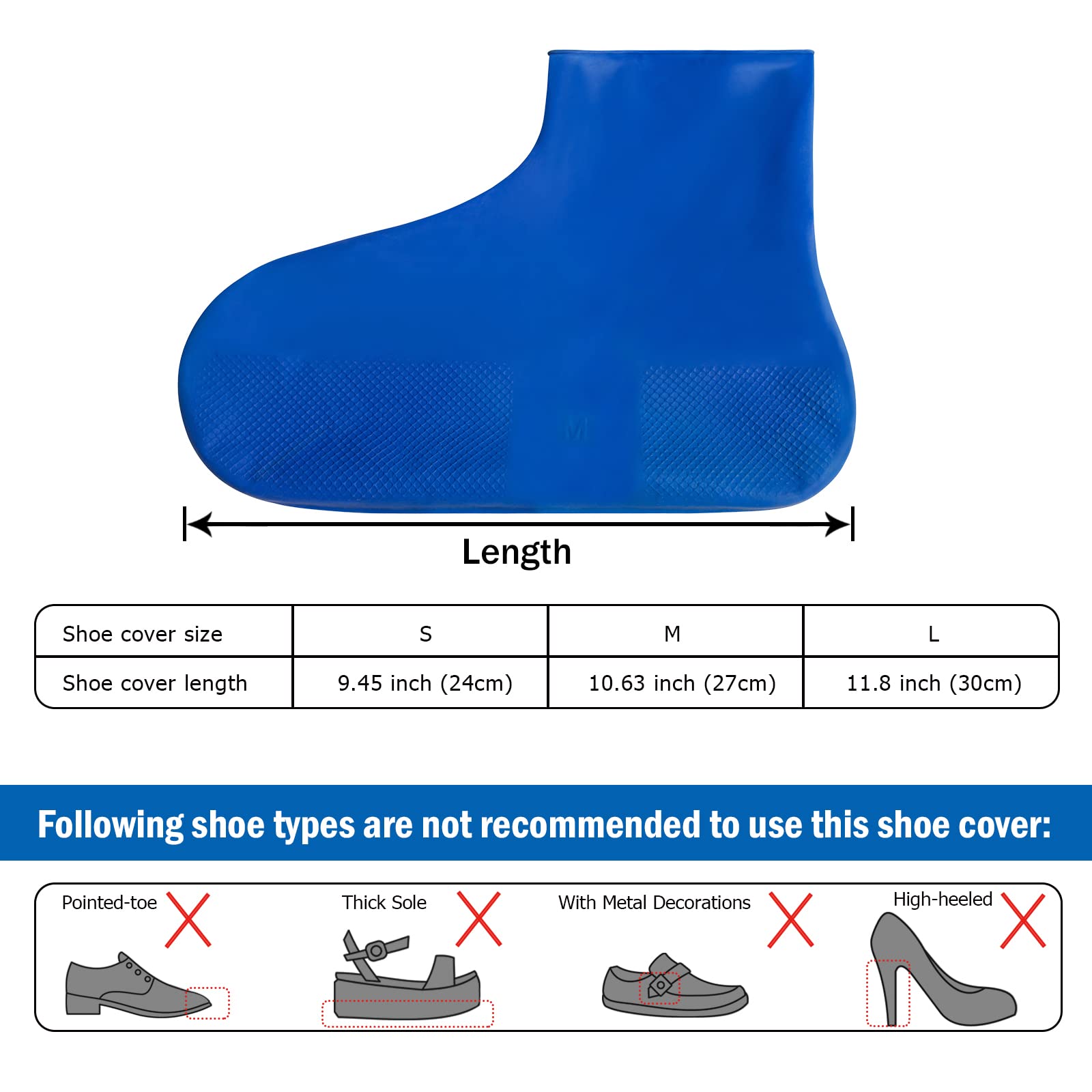 Waterproof Shoe Covers for Men & Women - Reusable Silicone Shoe Protectors, Durable & Non-Slip Rain Boot Covers for Walking in Rain, Snow, Car Washing, Camping & Outdoor Activities