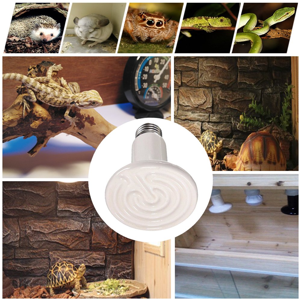 OMAYKEY 2 Pack 75W Ceramic Heat Emitter Bulb - ETL Certified Reptile Heat Lamp for Lizards, Turtles, Snakes, Amphibians & Chicken Brooders - No Light Emission, Safe for Night Use - Perfect for Terrariums, Aquariums & Coops