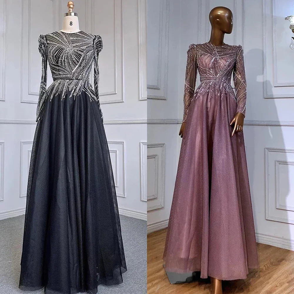 Elegant Black Muslim Evening Dress Long Sleeve LA71290 - Perfect for Special Occasions, Weddings & Formal Events