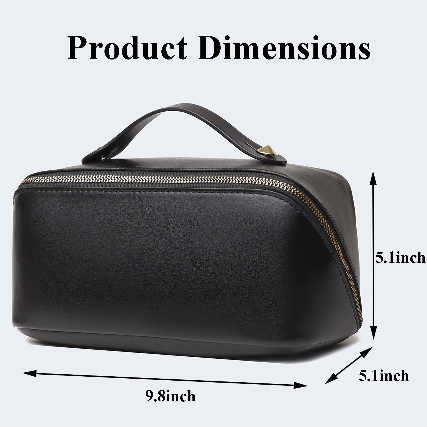 Waterproof PU Leather Cosmetic Bag for Women - Large Travel Makeup Organizer with Wide Opening | Portable Toiletry Storage Bag for Travel, Gym, and Daily Use