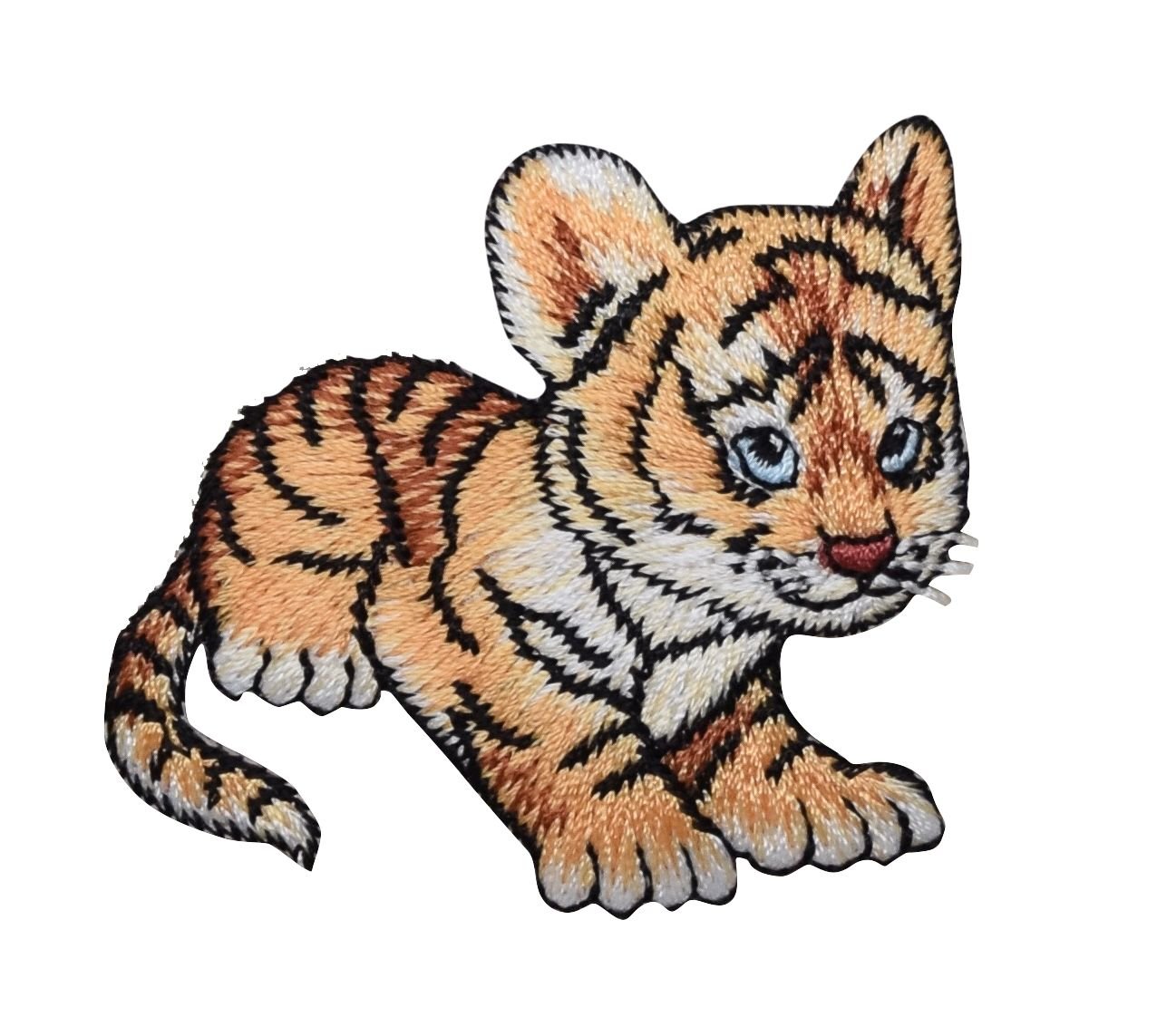 Baby Tiger Cub Embroidered Iron-On Patch - Realistic Wild Animal Design for DIY Crafts, Jackets, Backpacks & Costumes - Perfect for Kids' Clothing & Accessories
