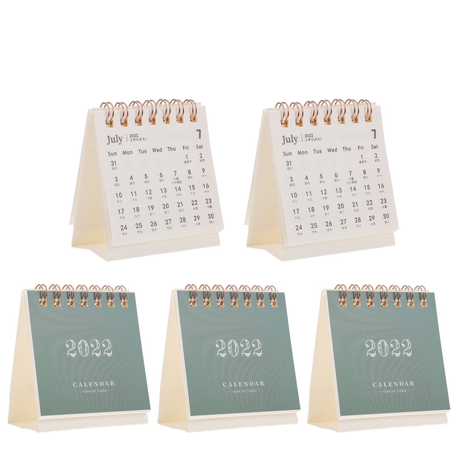 5-Pack Mini Spiral Desk Calendars - July 2021 to December 2022 Academic Planner - Small Standing Schedule Calendar for School, Office & Home - Perfect for Planning, Organizing & Productivity