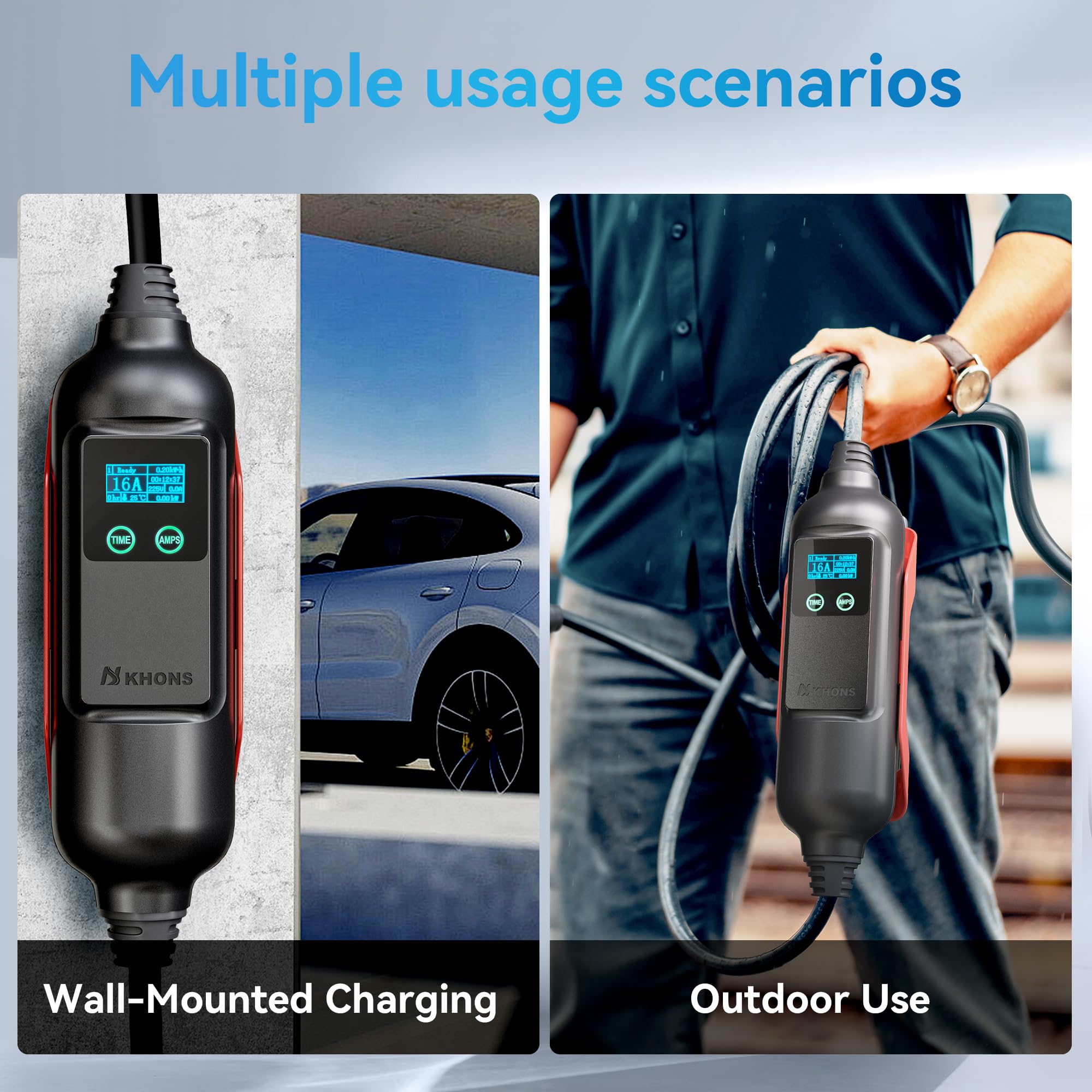 Level 1 EV Charger for Tesla - 110V 16A NEMA 5-15 Plug Portable Electric Vehicle Charger with APP Control | Compatible with Tesla Model Y/3/S/X | Home & Travel Charging Solution