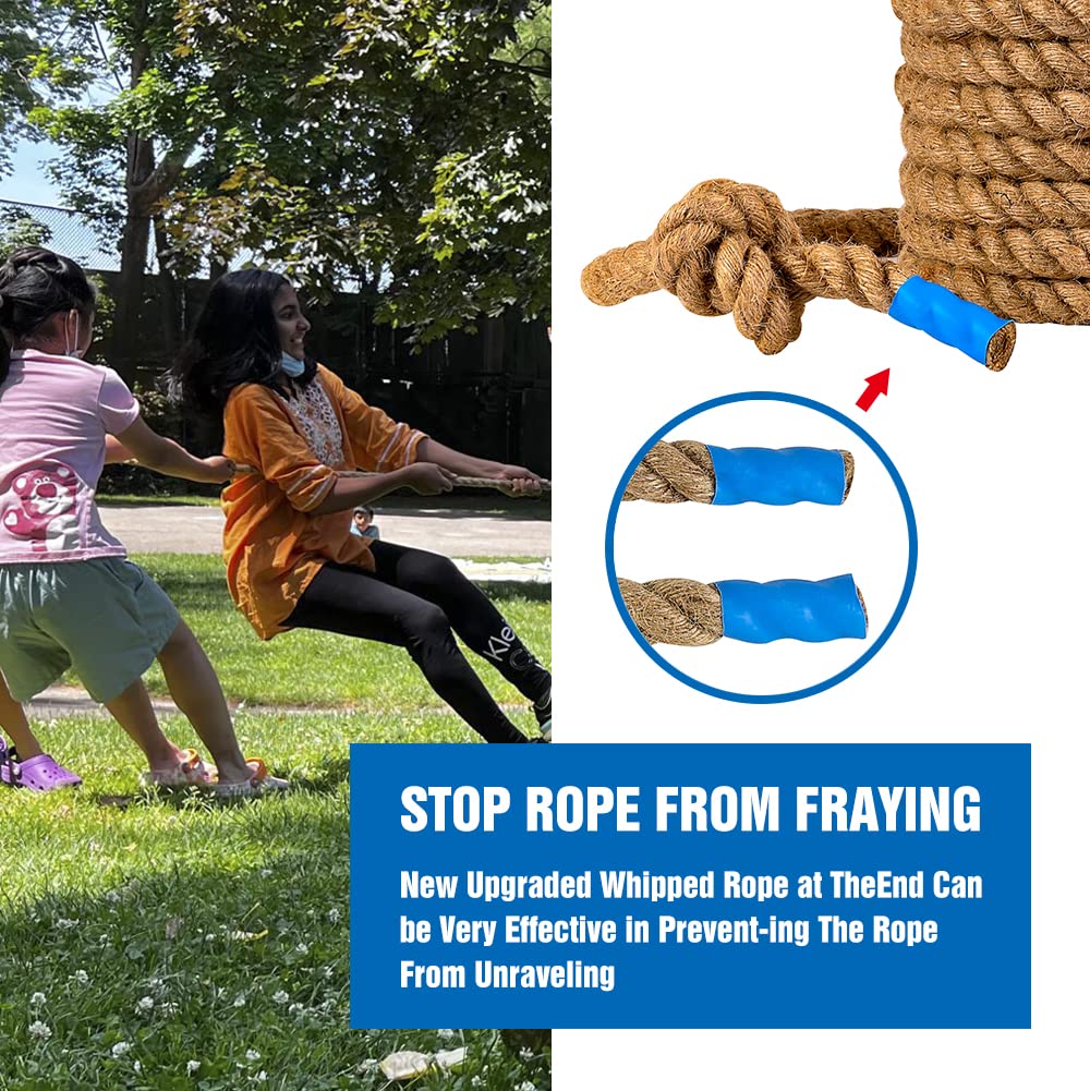 Gothink 50 FT Tug of War Rope Set for Kids - Soft Natural Jute Fiber Rope with Red Flag for Field Day, Birthday Party, Holiday Celebration, Camping, Backyard Outdoor Games & Team Building Activities - Perfect for School Events, Family Gatherings and Sports Competitions