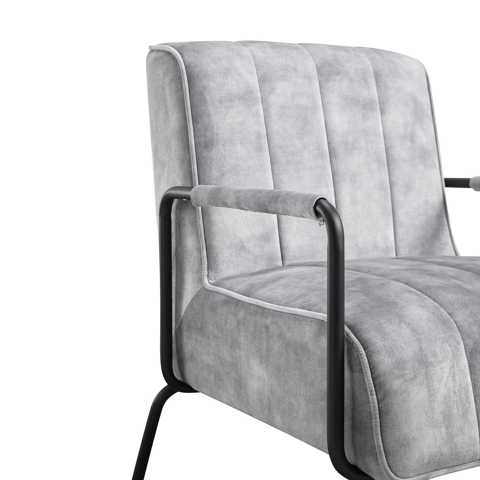 Mid-Century Modern Accent Chair - Plush Upholstered Fabric Armchair with Thick Cushioned Seat | Comfortable Living Room, Study, Bedroom & Vanity Chair by OCTANS (Grey) | Perfect for Reading Nooks, Home Offices & Cozy Spaces