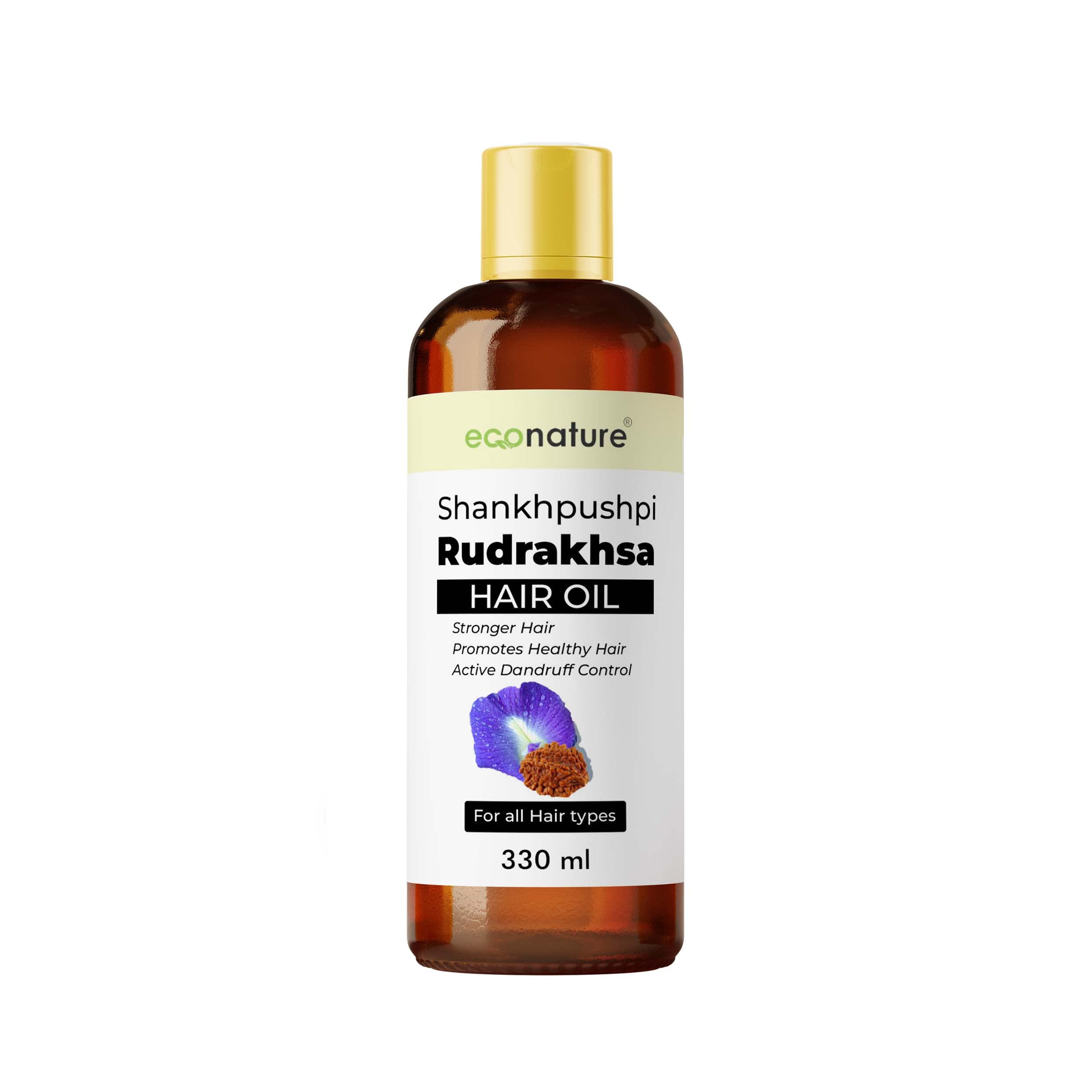 Econature Weightless Hair Oil - Revitalizing & Nourishing Treatment for Shine | Paraben & Sulfate Free Smoothing Oil with Shankhpushpi & Rudraksha | 11.16 fl oz (330ml) | Perfect for Daily Hair Care, Split Ends Repair & Frizz Control