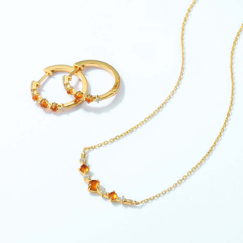 Stylish Orange Garnet Lucky Hoop Earrings for Women | Dainty Boho Jewelry | Perfect for Everyday Wear & Special Occasions | ER294