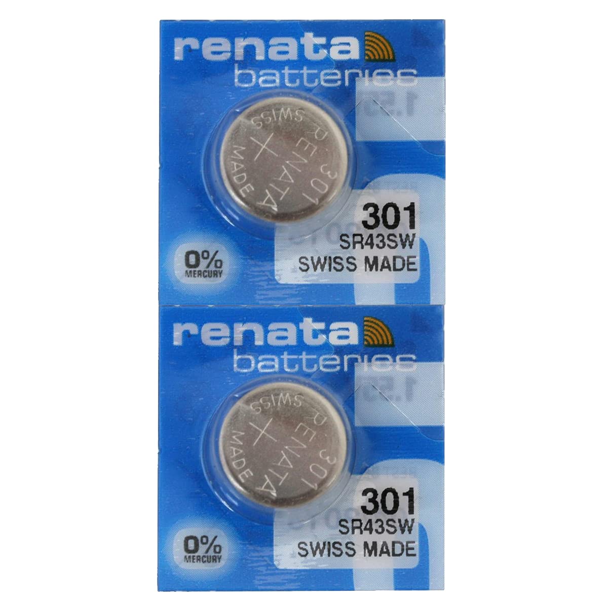 Renata 301 SR43SW 1.55V Silver Oxide Watch Batteries (2-Pack) - Long-Lasting Power for Watches, Calculators & Small Electronics - Perfect Replacement for Timex, Casio & Seiko Watches