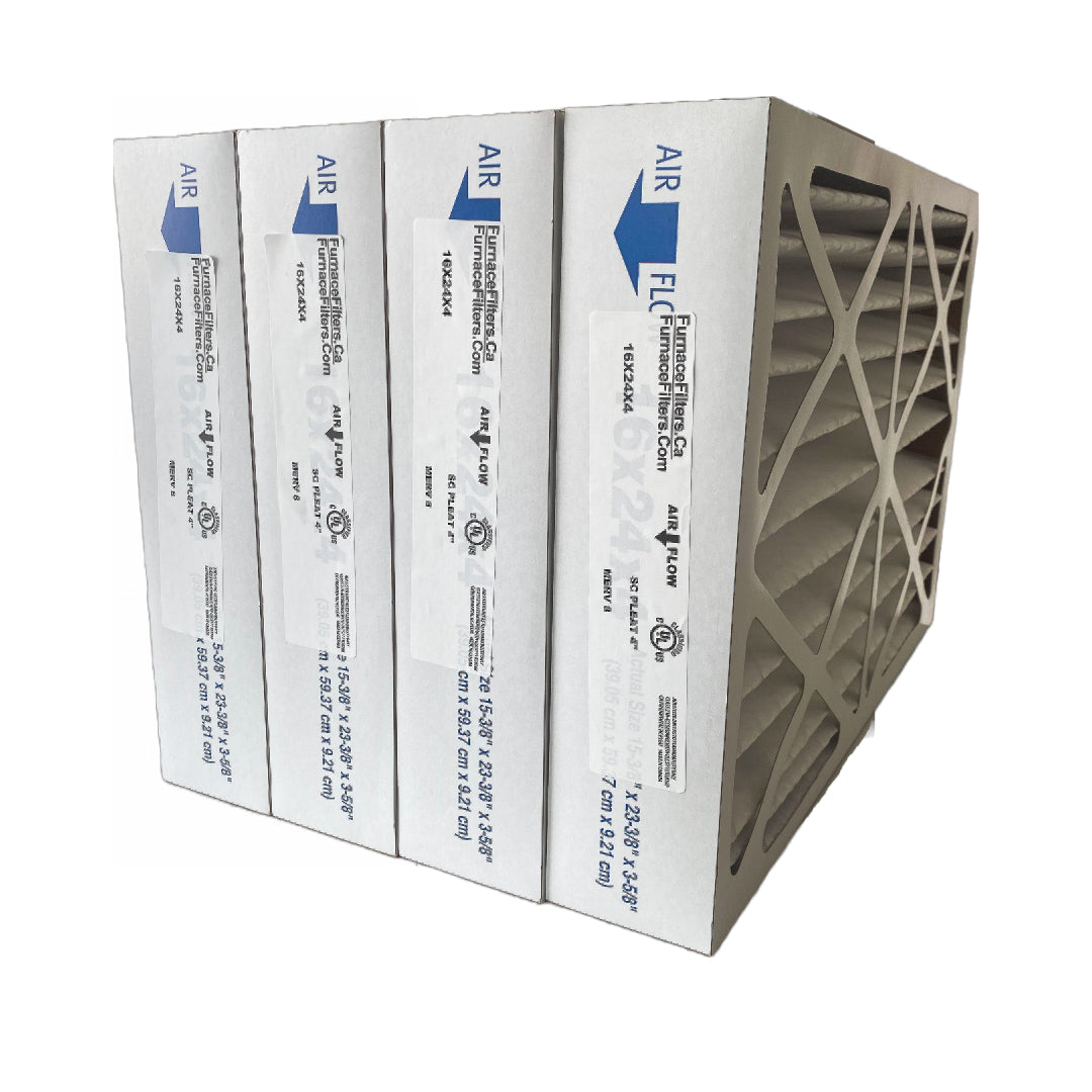 16x24x4 MERV 8 Air Filters - 4 Pack (Actual Size 15 3/8 x 23 3/8 x 3 5/8) - HVAC Furnace AC Replacement Filters for Home & Office Use