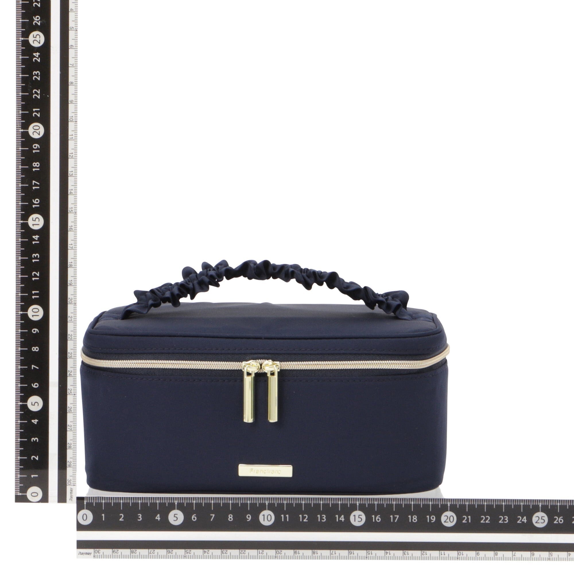 Frilled Vanity Pouch - Navy Blue Makeup Bag for Travel & Daily Use | Compact Cosmetic Organizer with Elegant Lace Trim