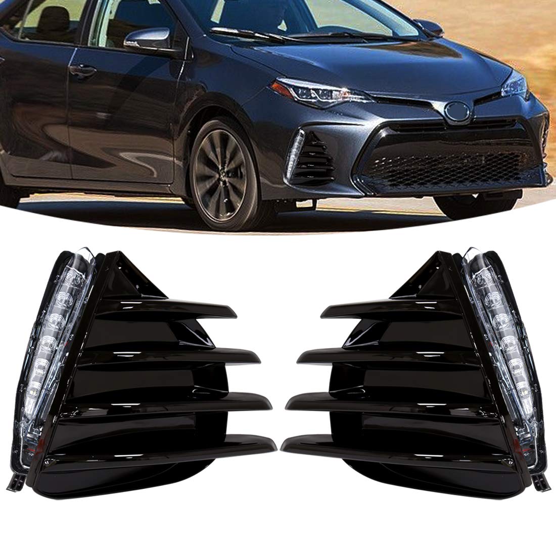 2017-2019 TOYOTA COROLLA SE XSE LED Fog Lights with DRL - Daytime Running Lights & Bezel Cover - Upgrade for Enhanced Visibility & Style (Perfect for Night Driving & Bad Weather Conditions)