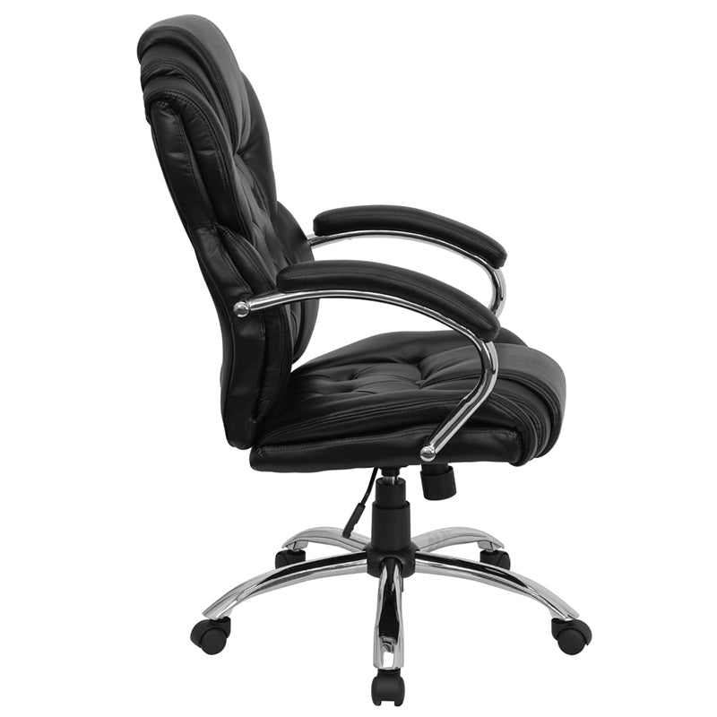 FLASH Dorothy High Back Transitional Style Black LeatherSoft Executive Swivel Office Chair with Arms - Ergonomic Desk Chair for Home Office, Conference Room & Executive Suites