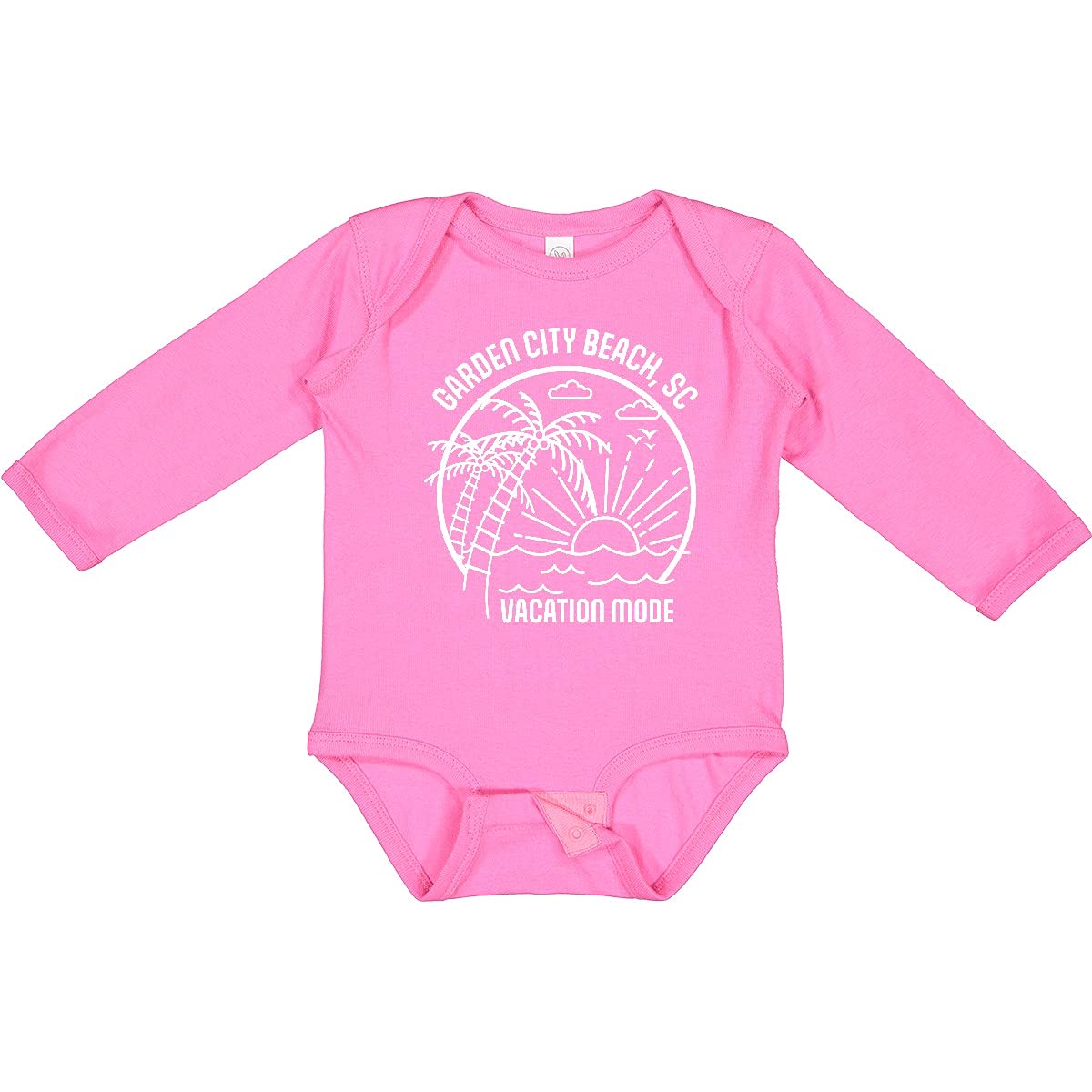 Inktastic Summer Vacation Mode Garden City Beach South Long Sleeve Baby Bodysuit - Soft Cotton Creeper for Boys & Girls, Beach Outing, Family Vacation, Photo Shoots