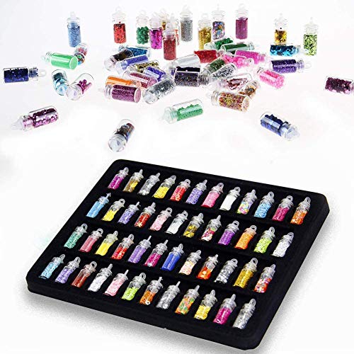 Trendy Club 48-Piece DIY Nail Art Charms Kit - 3D Holographic Glitter, Iridescent Flakes & Sequins for Nails, Face, Hair & Body Makeup - Perfect for Nail Art, Festival Looks & DIY Beauty Decoration