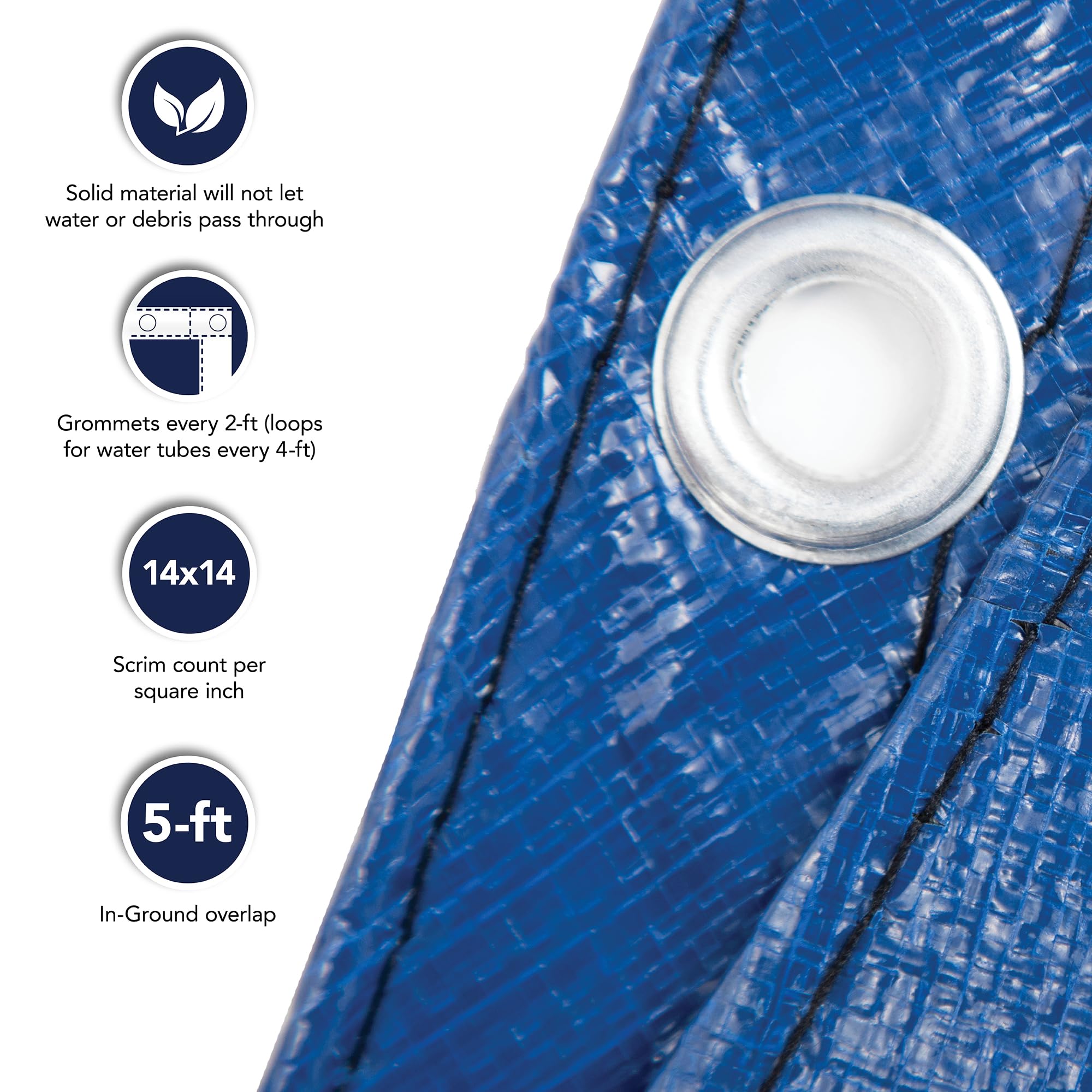 Blue Wave BWC960 Gold 15-Year 16ft x 36ft Rectangular In-Ground Pool Winter Cover - Royal Blue | Heavy Duty Protection for Swimming Pools | Perfect for Winterizing & Debris Protection