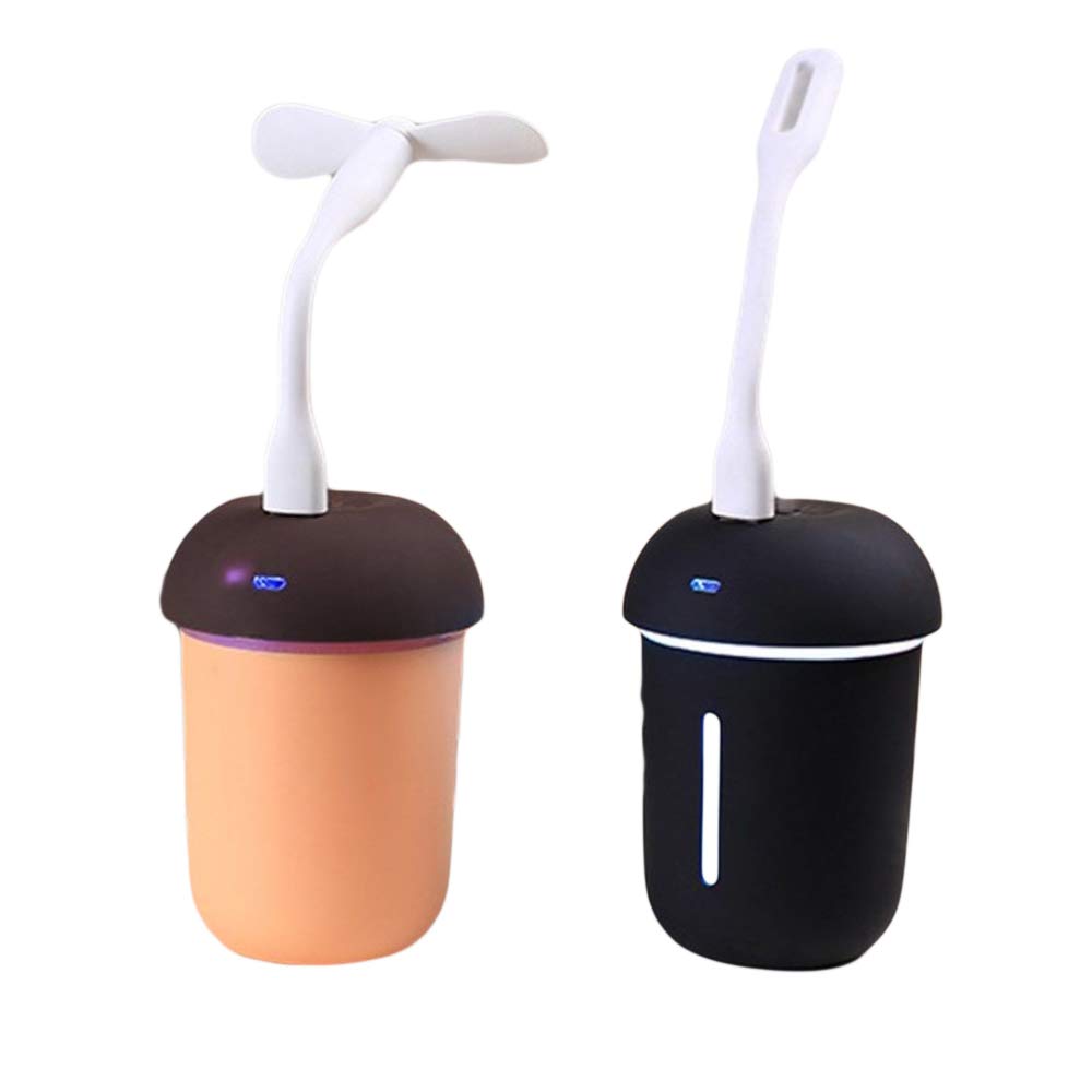 3-in-1 Mini Mushroom USB Humidifier with Night Light & Fan - Portable Air Purifier for Home, Office, Car, Bedroom - Includes USB Cable & LED Light - Perfect for Dry Air Relief, Sleep Comfort & Workspace Hydration (Black)