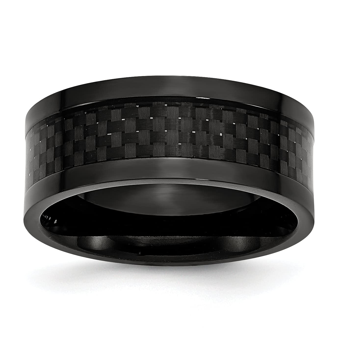 Premium Titanium Black Carbon Fiber 9mm Wedding Band Ring for Men - Durable & Lightweight Comfort Fit Ring for Weddings, Anniversaries & Everyday Wear