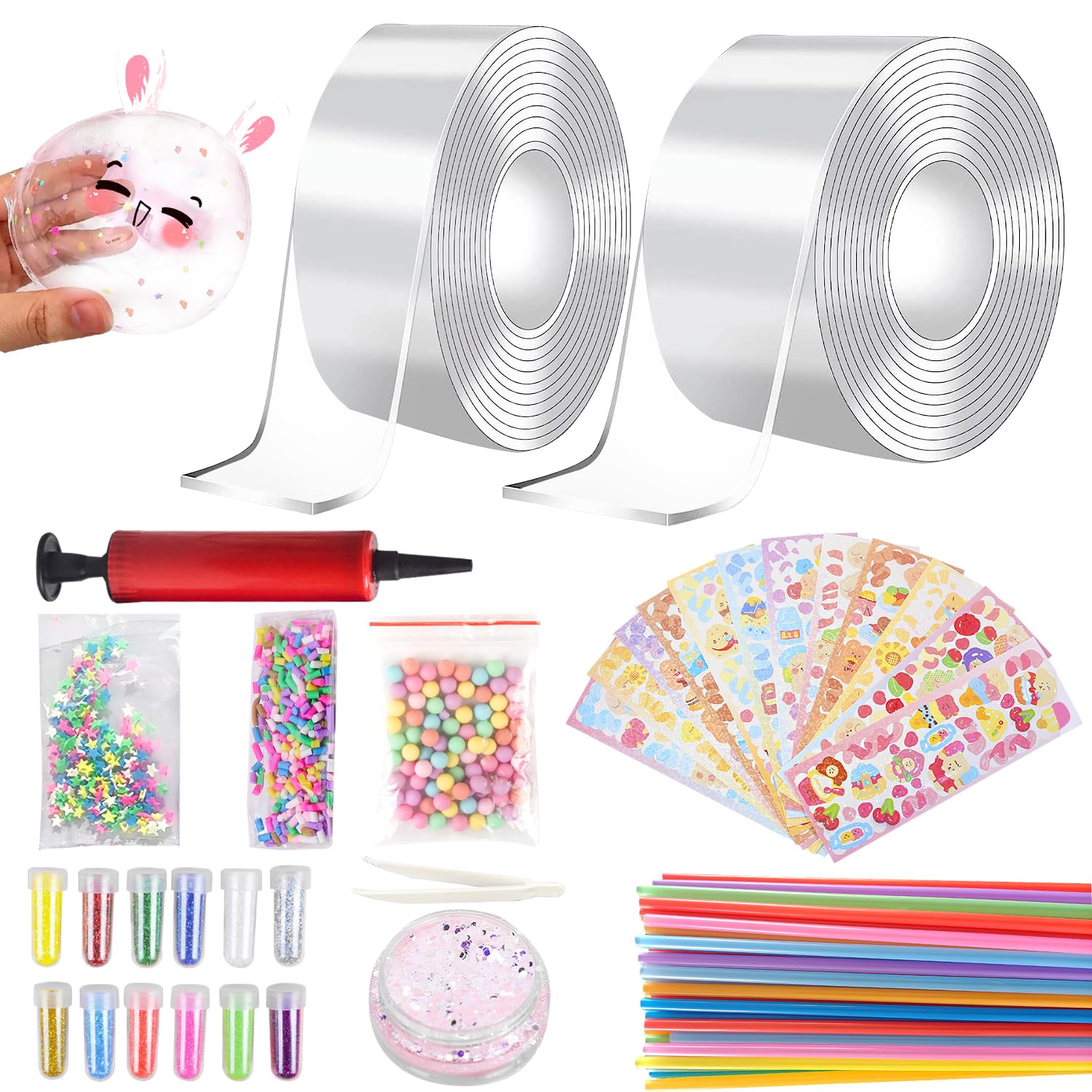 50-Piece Nano Tape Bubble Set - 3M Double-Sided Adhesive Tape, Inflatable Bubble Tape for DIY Crafts, No-Residue Glitter Nano Tape - Perfect for Gift Wrapping, Wall Decor & Kids' Activities