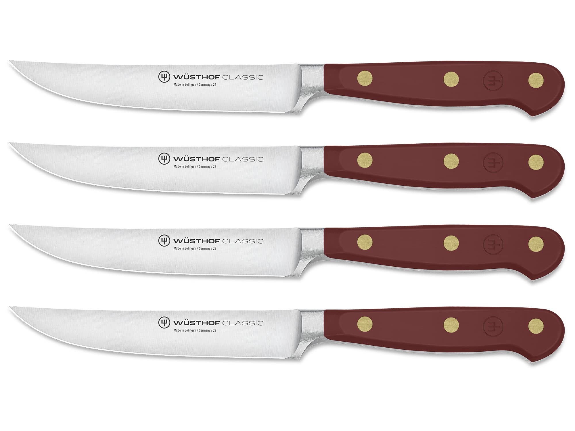 WÜSTHOF Classic 4-Piece Steak Knife Set with Sumac Handle - Premium German Steel for Perfect Slicing - Ideal for Steak Dinners, BBQ Parties & Gourmet Cooking