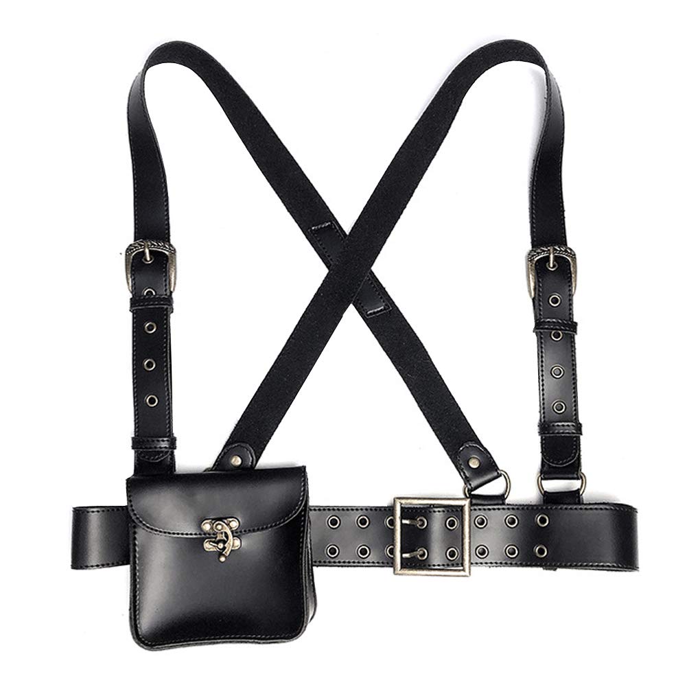 Vintage Women's Small Leather Crossbody Bag - Adjustable Strap Steampunk Shoulder & Waist Pouch Mini Bag for Everyday Use, Travel & Casual Outings