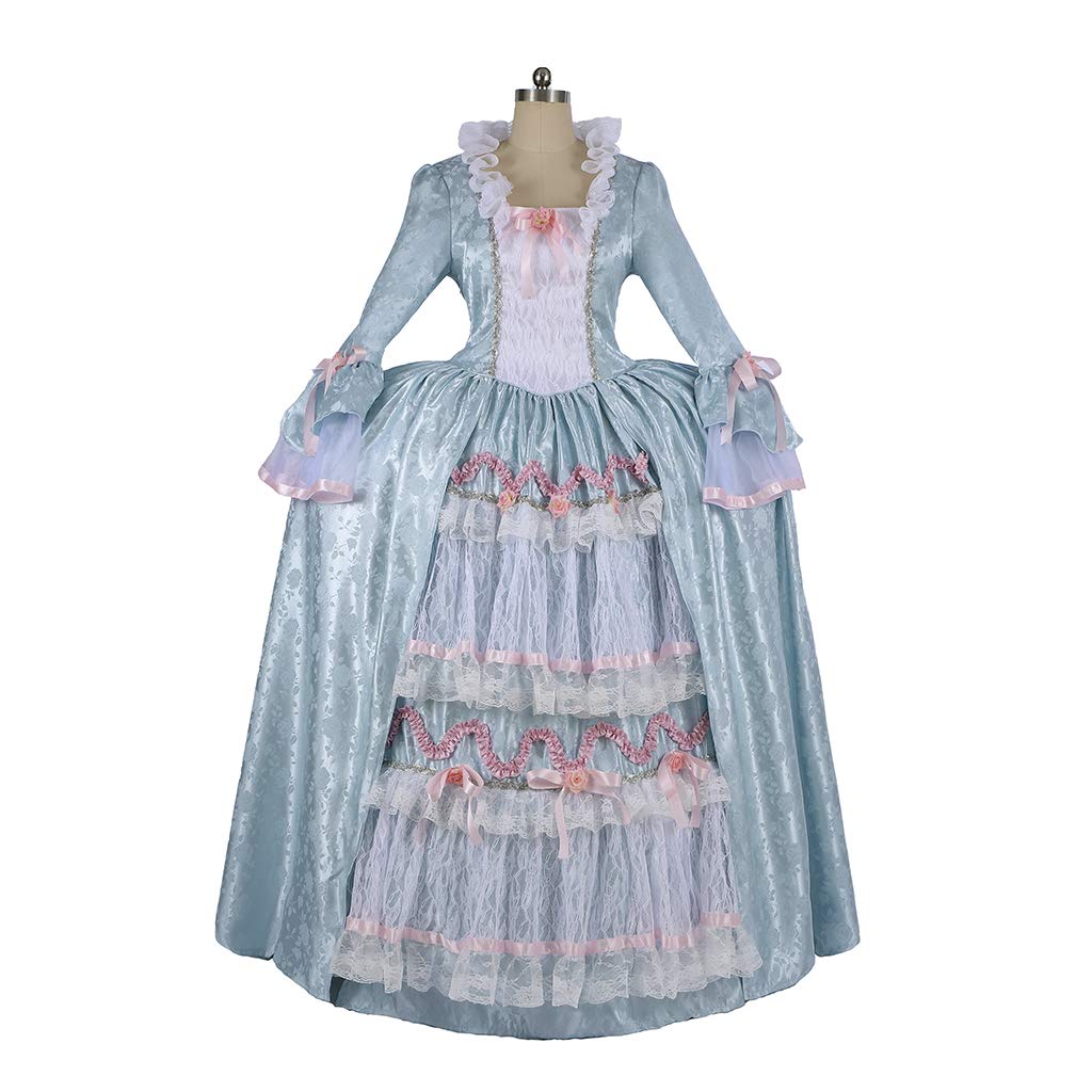 Marie Antoinette Cosplay Dress for Women - Blue Rococo Colonial Ball Gown Costume | Vintage Medieval Dress for Halloween, Cosplay Events & Themed Parties