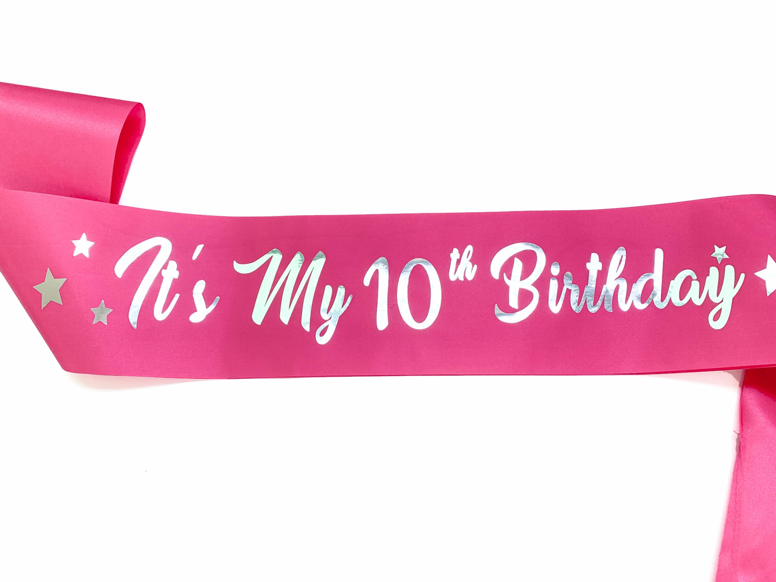 10th Birthday Sash for Girls - Pink & Silver Foil Letter Party Sash | Perfect Birthday Gift & Party Decoration for 10 Year Old Girls | Great for Birthday Parties, Photo Shoots & Special Celebrations