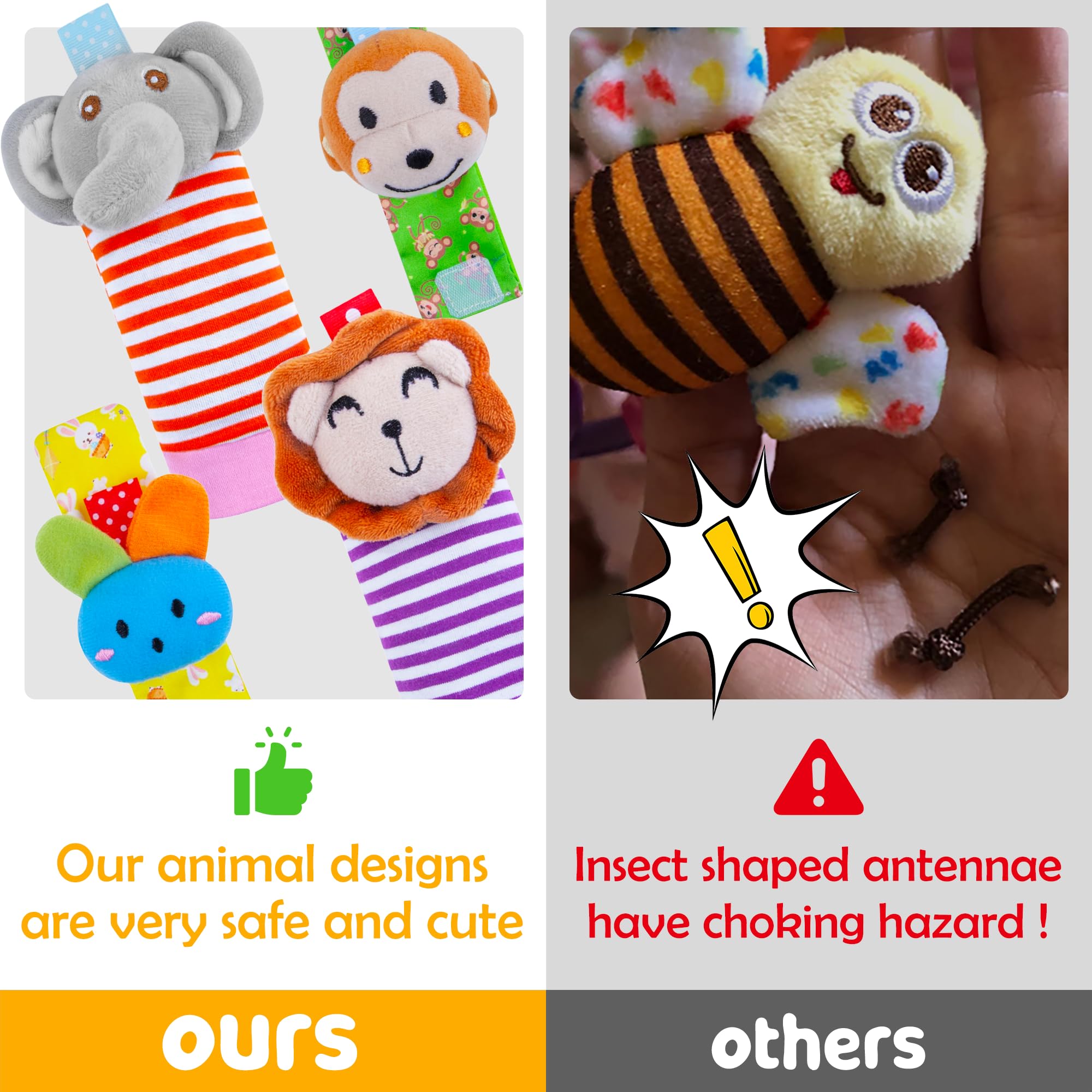 **Soft Baby Rattle Socks & Wristband Set - Sensory Toys for Infants 0-12 Months | Cute Cotton Rattle Accessories for Boys & Girls | Perfect Baby Shower Gift & Early Learning Playtime**    *(Ideal for Tummy Time, Sensory Development, and Newborn Play Stimulation)*