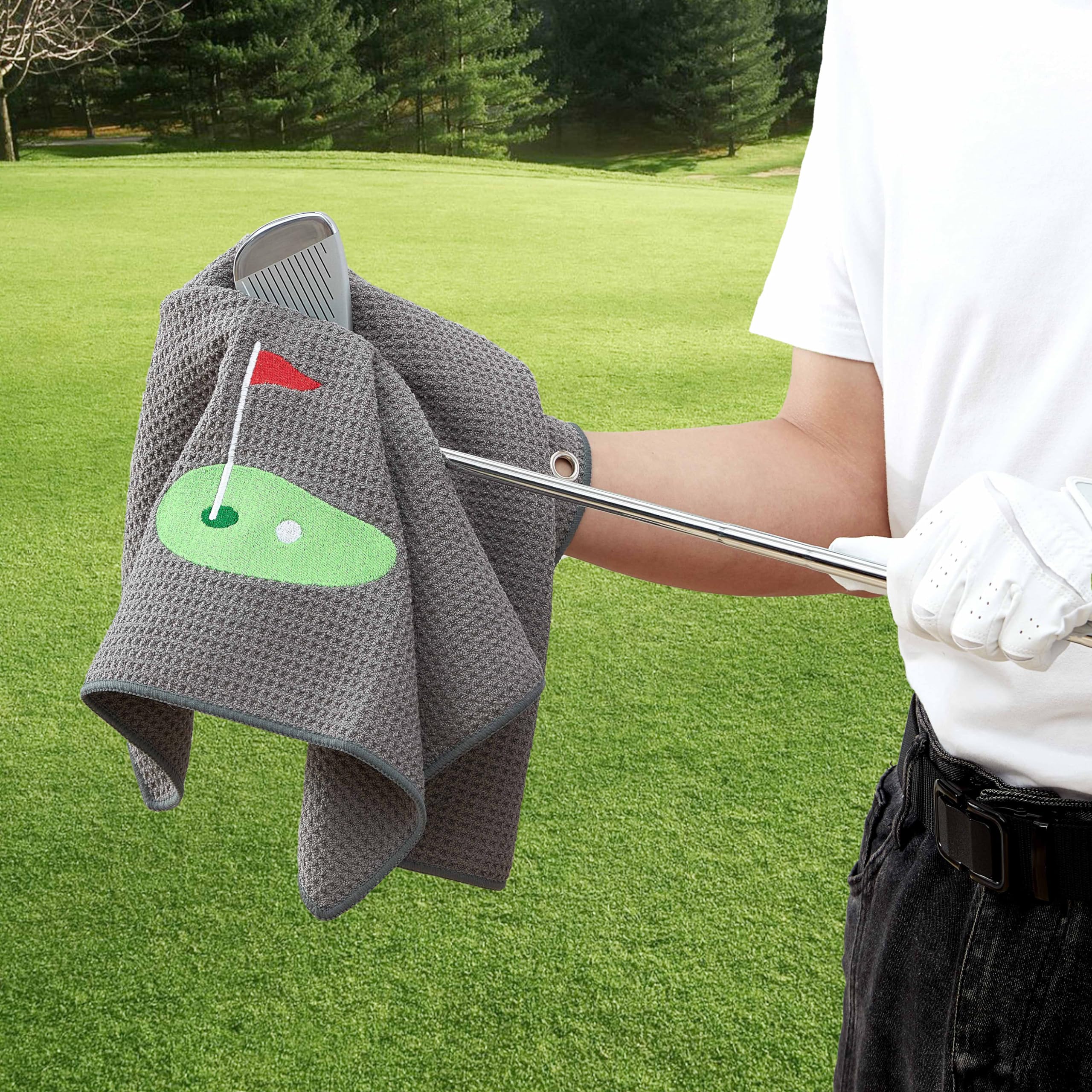 Custom Embroidered Golf Towel Set - 2-Pack Microfiber Waffle & Ball Towels for Golf Bags & Carts - Perfect Golf Accessories & Gifts for Men, Women & Kids - Ideal for Golf Courses, Driving Ranges & Clubhouses