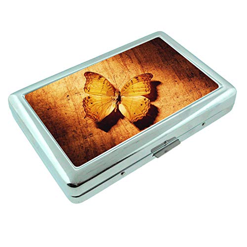 Vintage Butterfly Engraved Silver Cigarette Case & ID Holder - 4