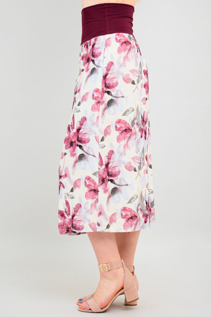 Floral Linen Bamboo Blythe Skirt for Women - Summer Boho Skirt for Beach, Vacation & Casual Outfits