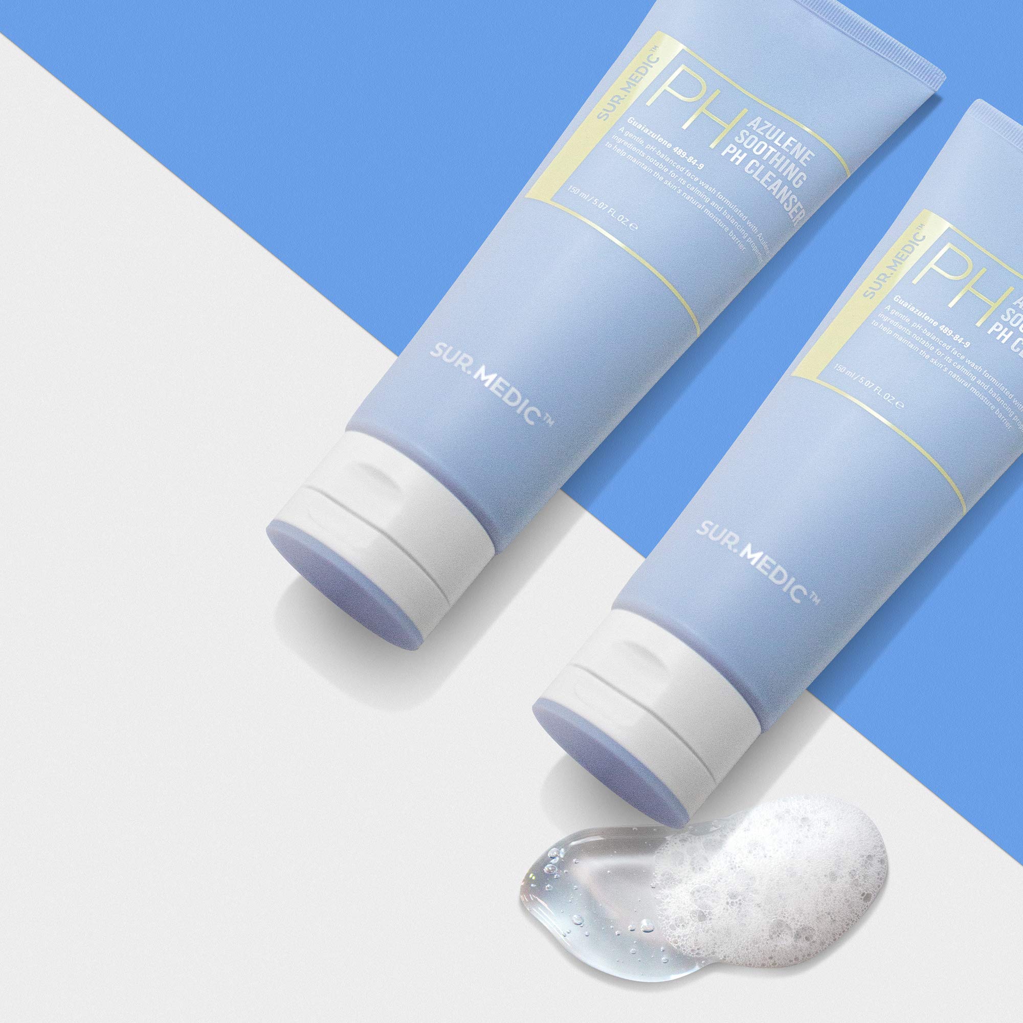 Azulene Soothing Double Skin Care Set for Sensitive Skin - pH Balancing Cleanser & Hydrating Soothing Cream | Korean Skincare Routine for Redness Relief & Post-Cleansing Calm | Perfect for Daily Gentle Face Care & Post-Treatment Skin Recovery