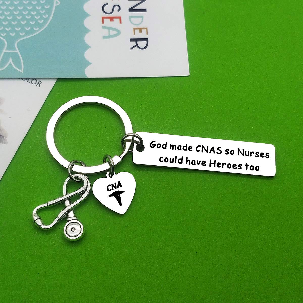 CNA Gift Keychain for Certified Nursing Assistant - Inspirational Graduation Gift for Nursing School Students & Nurses - Stethoscope Medical Keychain with 'God Made CNAs' Quote - Perfect for Appreciation, Graduation & Daily Use