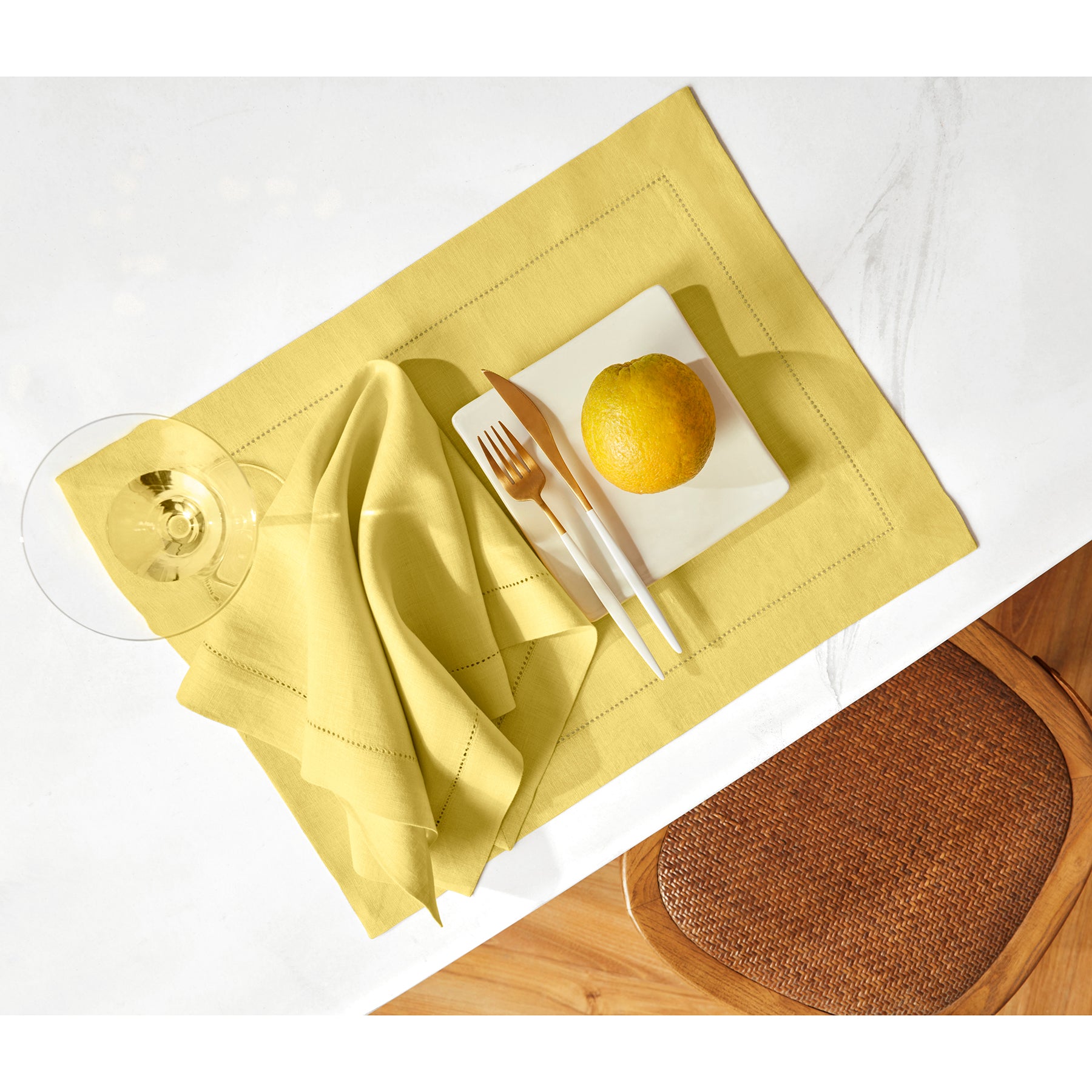 Sonoma Hemstitch Placemats Set of 4 - Premium Cotton Table Mats for Dining - Perfect for Dinner Parties, Holiday Meals & Home Decor