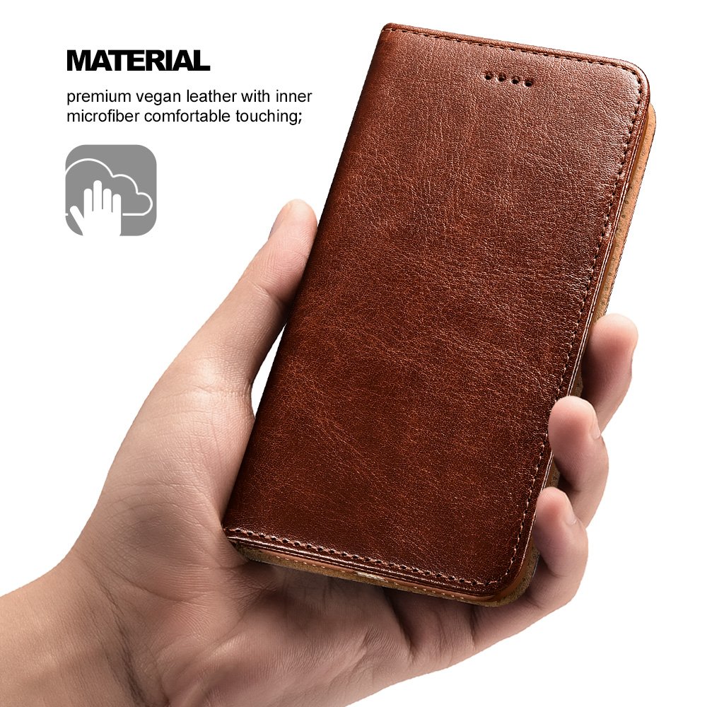 Premium Leather Wallet Case for iPhone SE (2020/2022) & iPhone 8/7 - Flip Card Slots, Kickstand & Magnetic Closure - ICARERCASE Brown - Perfect for Work, Travel & Everyday Use