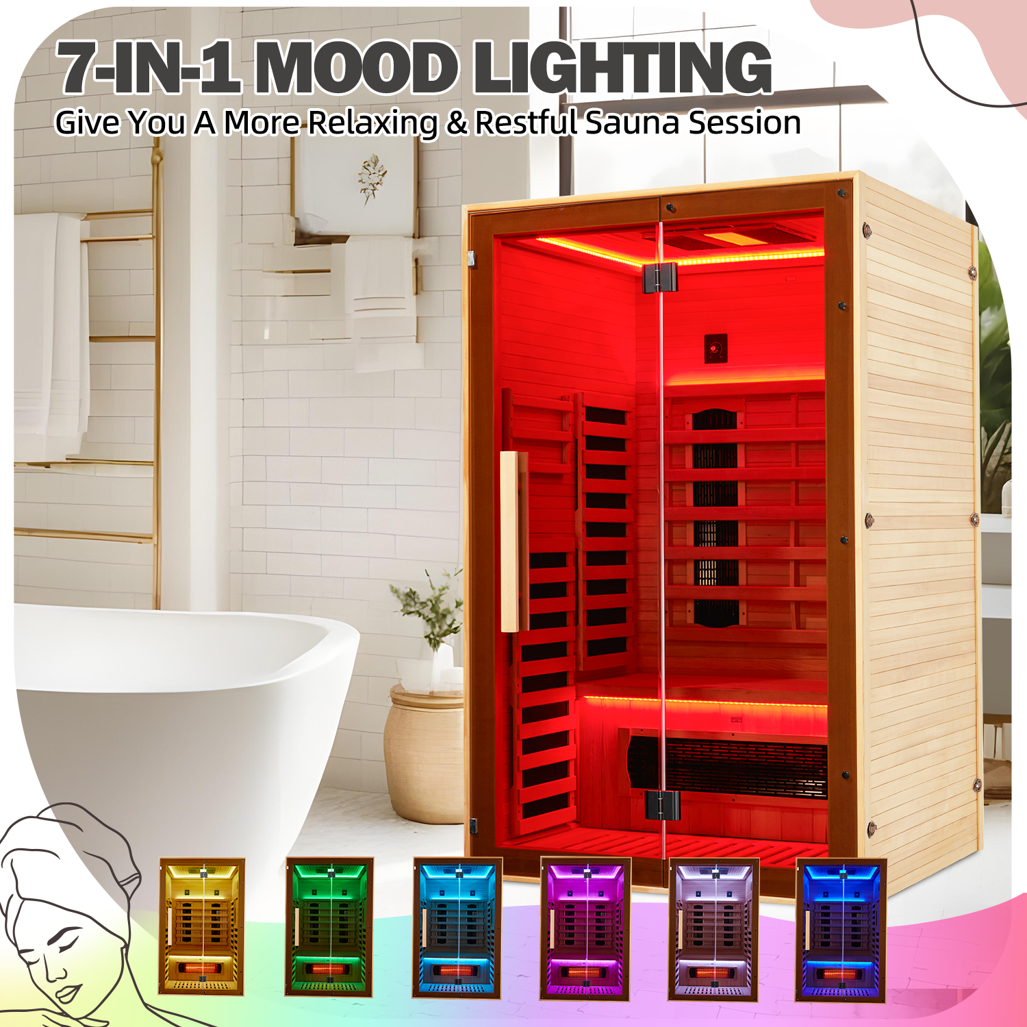 EROMMY 2-Person Infrared Sauna with Carbon Heating Panels - Home Spa Therapy for Relaxation & Detox