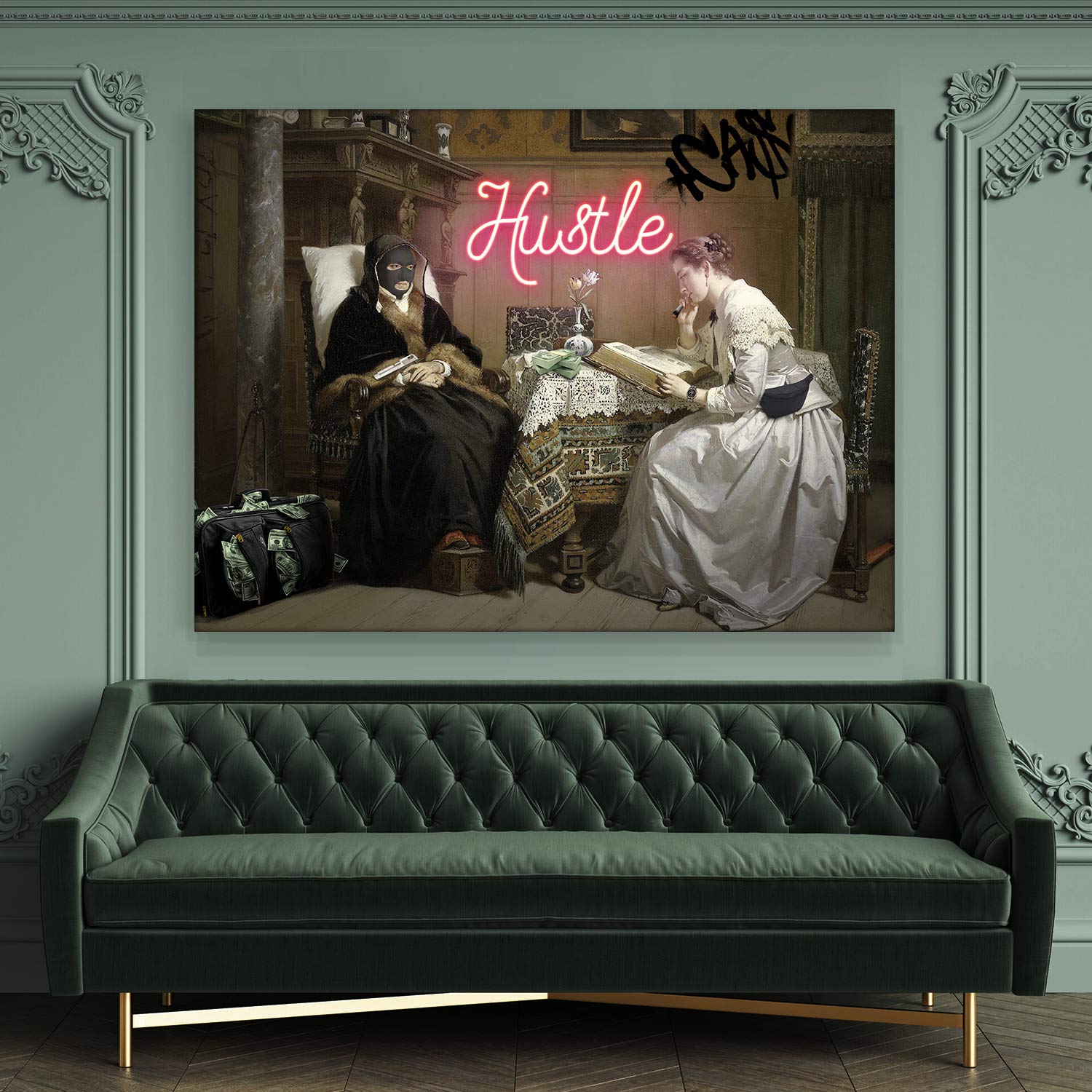 Fellipo Ricci Large Canvas Wall Art - 30x40 Inch Framed Oil Painting Print, Handmade Museum Quality Hustle Cool Artwork for Home Decor, Living Room, Office - Perfect Gift for Housewarming & Interior Design