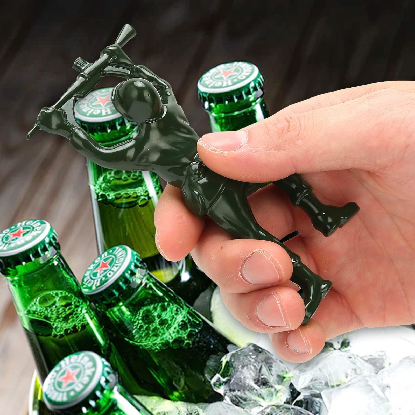 2 PCS Green Army Man Bottle Opener - Funny 3D Mini Soldier Beer & Wine Bottle Opener - Durable Beverage Opener for Bartenders - Perfect for Parties, BBQs, and Home Bars (Compatible with Coke, Beer & Wine Bottles)