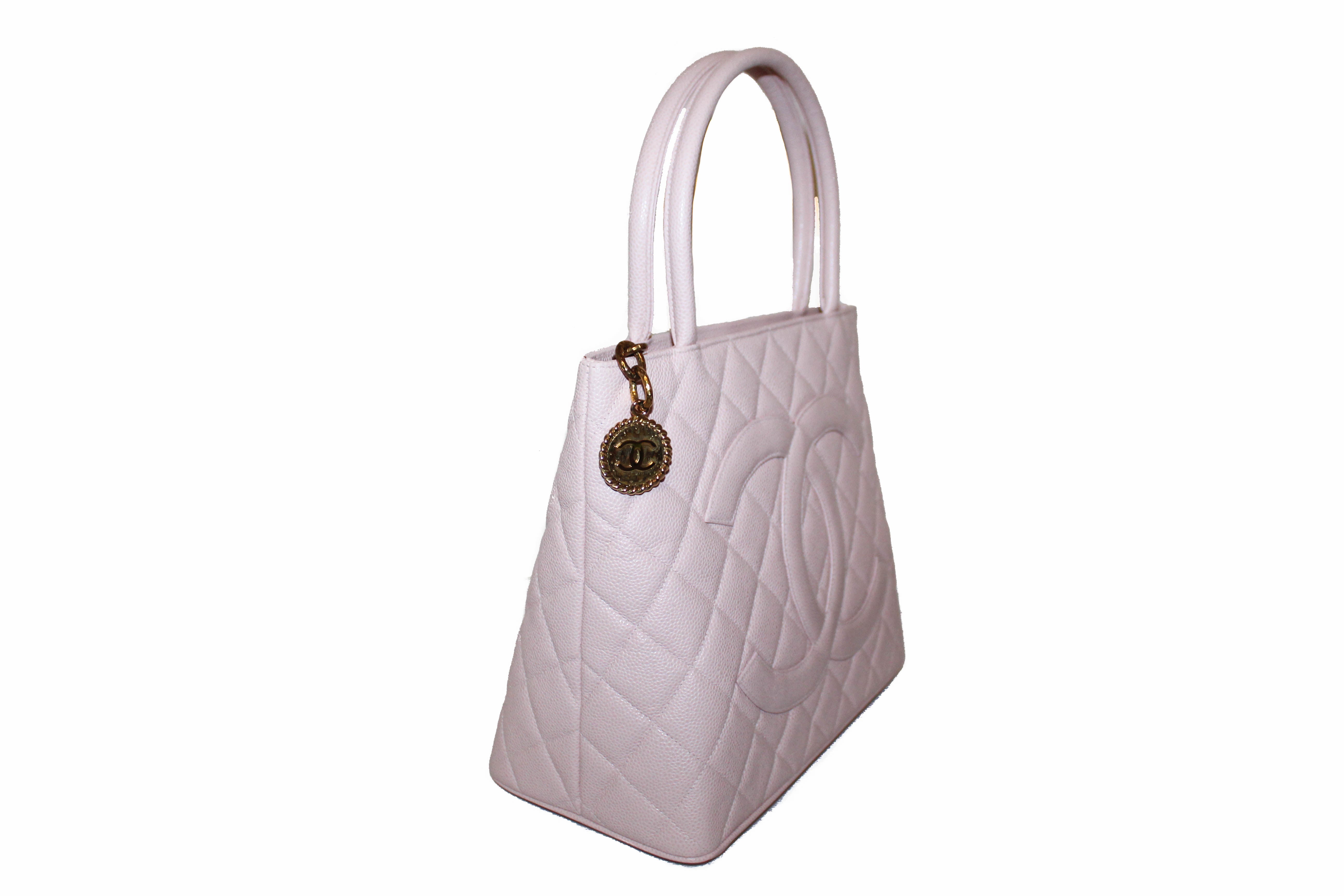 Authentic Chanel Pink Caviar Leather Medallion Tote Shoulder Bag - Luxury Designer Handbag for Women, Perfect for Work, Travel & Everyday Use