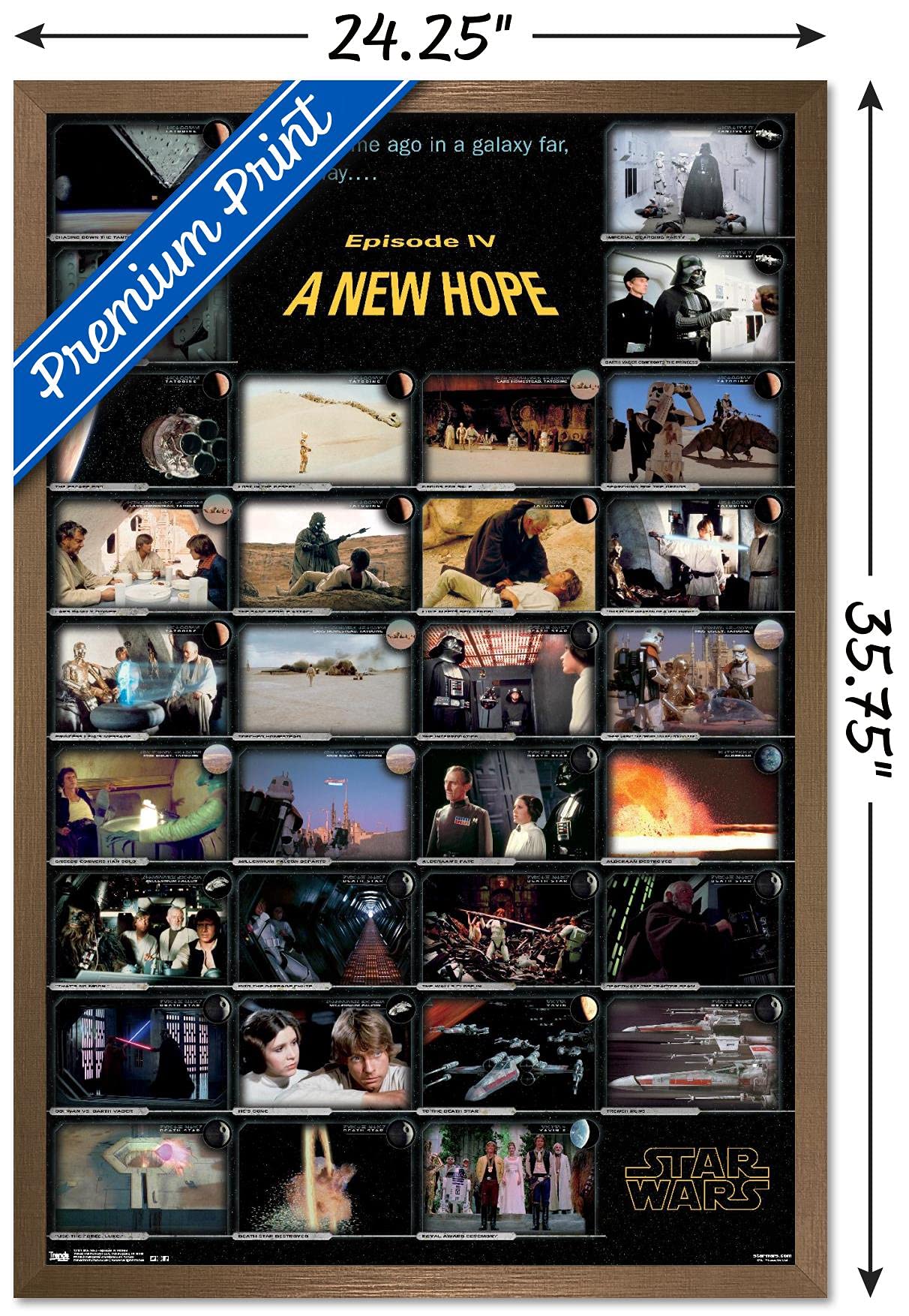 Star Wars A New Hope Framed Wall Poster 22.375 x 34 Inches - Bronze Frame | Home Theater Decor, Movie Room Art, Sci-Fi Fan Gift