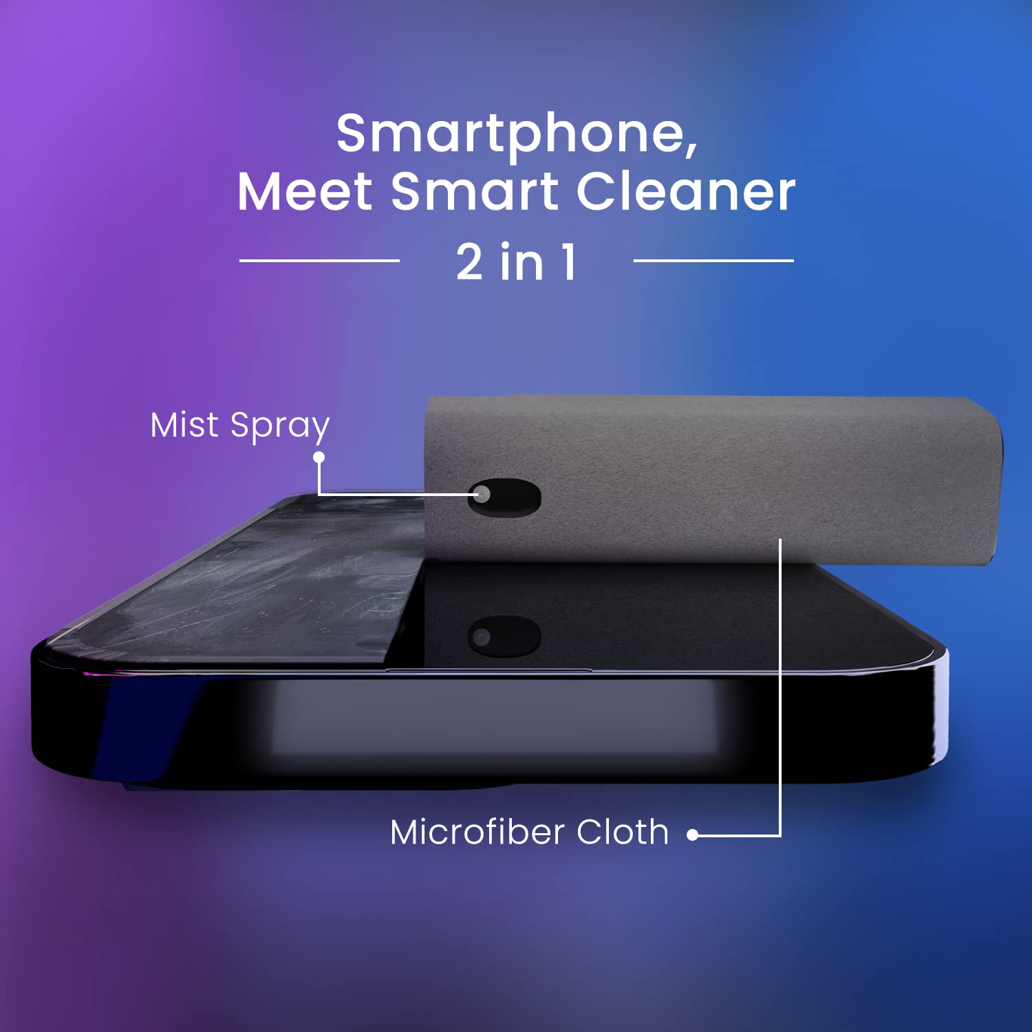 Eveo 2-in-1 Screen Cleaner Spray & Wipes - Safe Touchscreen Cleaning Solution for iPhone, iPad, MacBook, Laptop, Computer & Car Screens (0.3oz, Purple) - Perfect for Office, Home & Travel Use