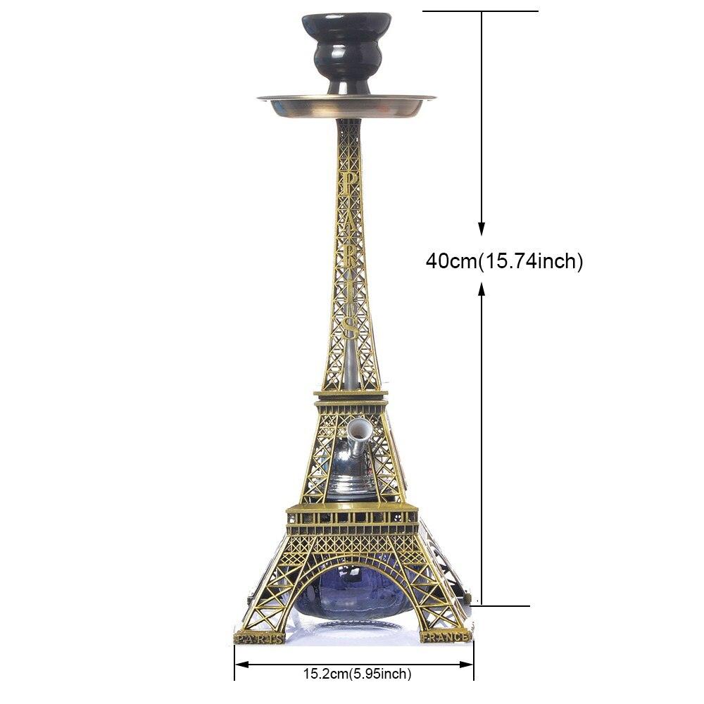 Premium Paris Tower Hookah Set with Ceramic Bowl, Double Hoses & Charcoal Tongs - 20