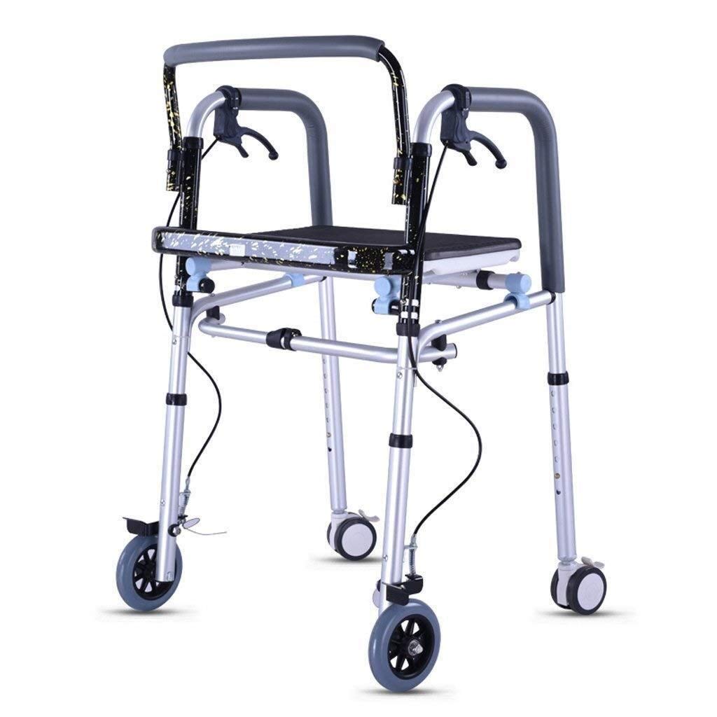 Lightweight Aluminum Alloy Folding Walker with Wheels - Adjustable Height Mobility Aid for Seniors & Disabled Adults - Ideal for Indoor/Outdoor Use, Rehabilitation & Daily Support