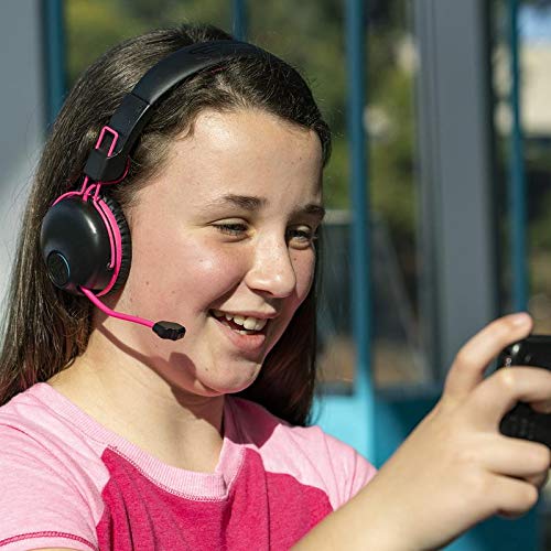 JLab JBuddies Play Wireless Gaming Headset for Kids - Pink | 22+ Hour Battery, Bluetooth 5, 60ms Low Latency for Mobile Gaming | Retractable Mic, AUX Compatible with PS5/Xbox/Switch | Perfect for Online Classes & Travel