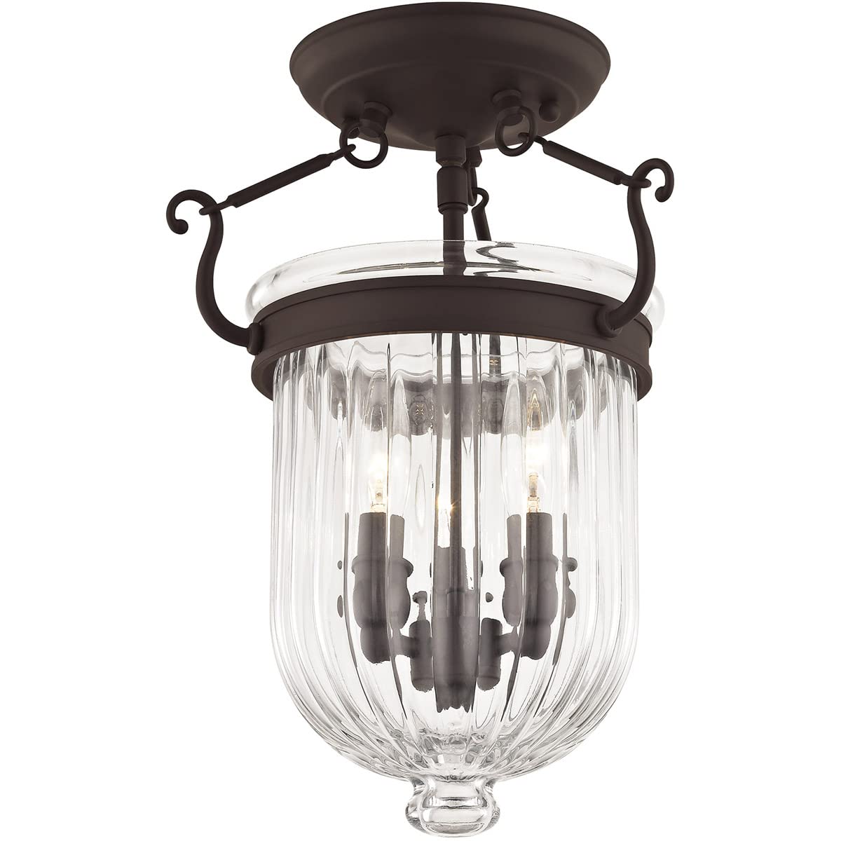 Livex Lighting 50514-07 Coventry 3-Light Bronze Ceiling Mount Fixture - Perfect for Living Room, Bedroom, or Dining Room Lighting