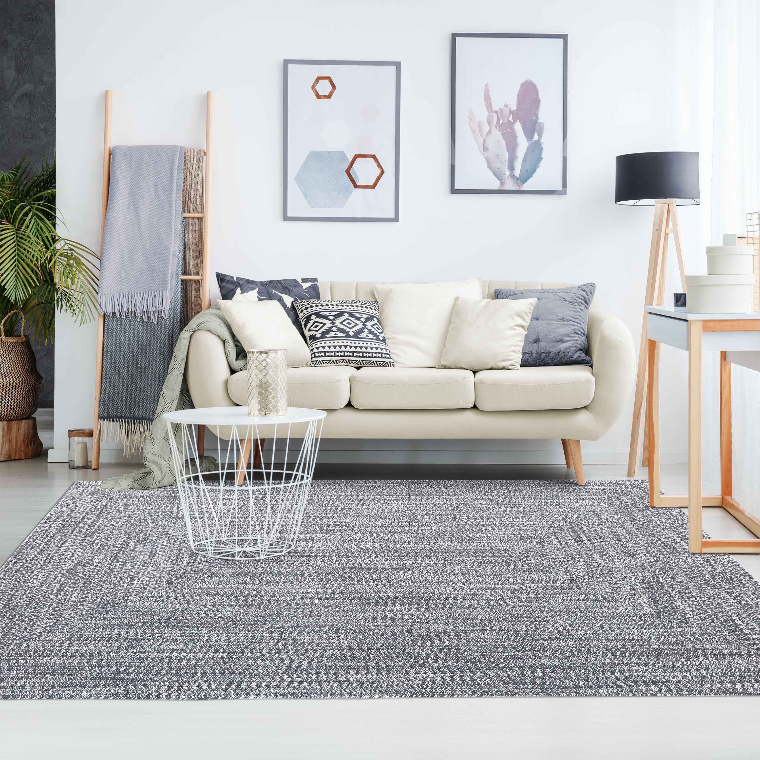 Two-Toned Braided Bohemian Area Rug - Indoor/Outdoor Use for Living Room, Patio & Bedroom Decor