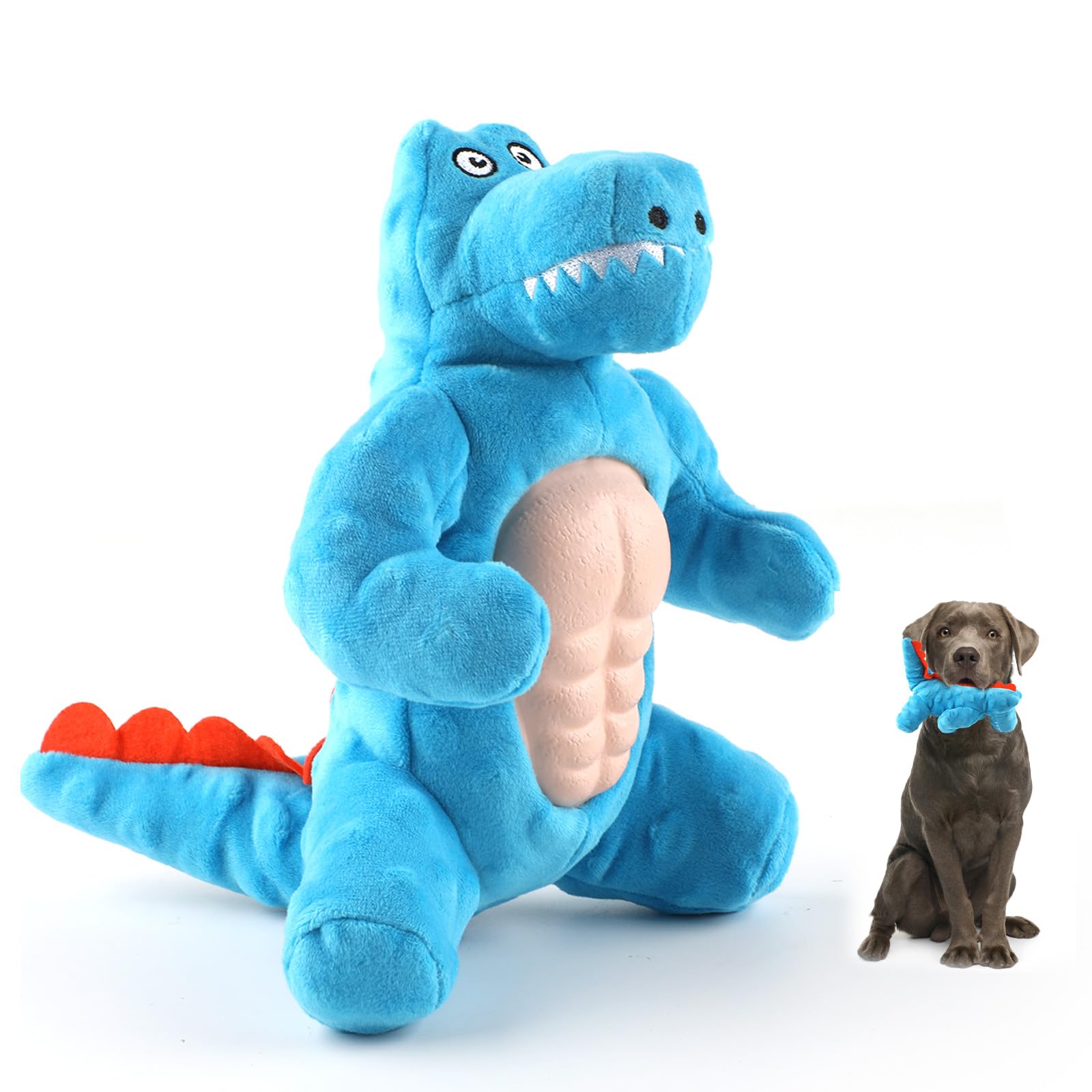 **RUXAN Squeaky Puppy Dog Toys - Durable Chew Toys for Small Dogs, Interactive Plush Dinosaur Toys to Keep Them Busy & Relieve Boredom (Blue) - Perfect for Playtime, Training & Indoor/Outdoor Fun**